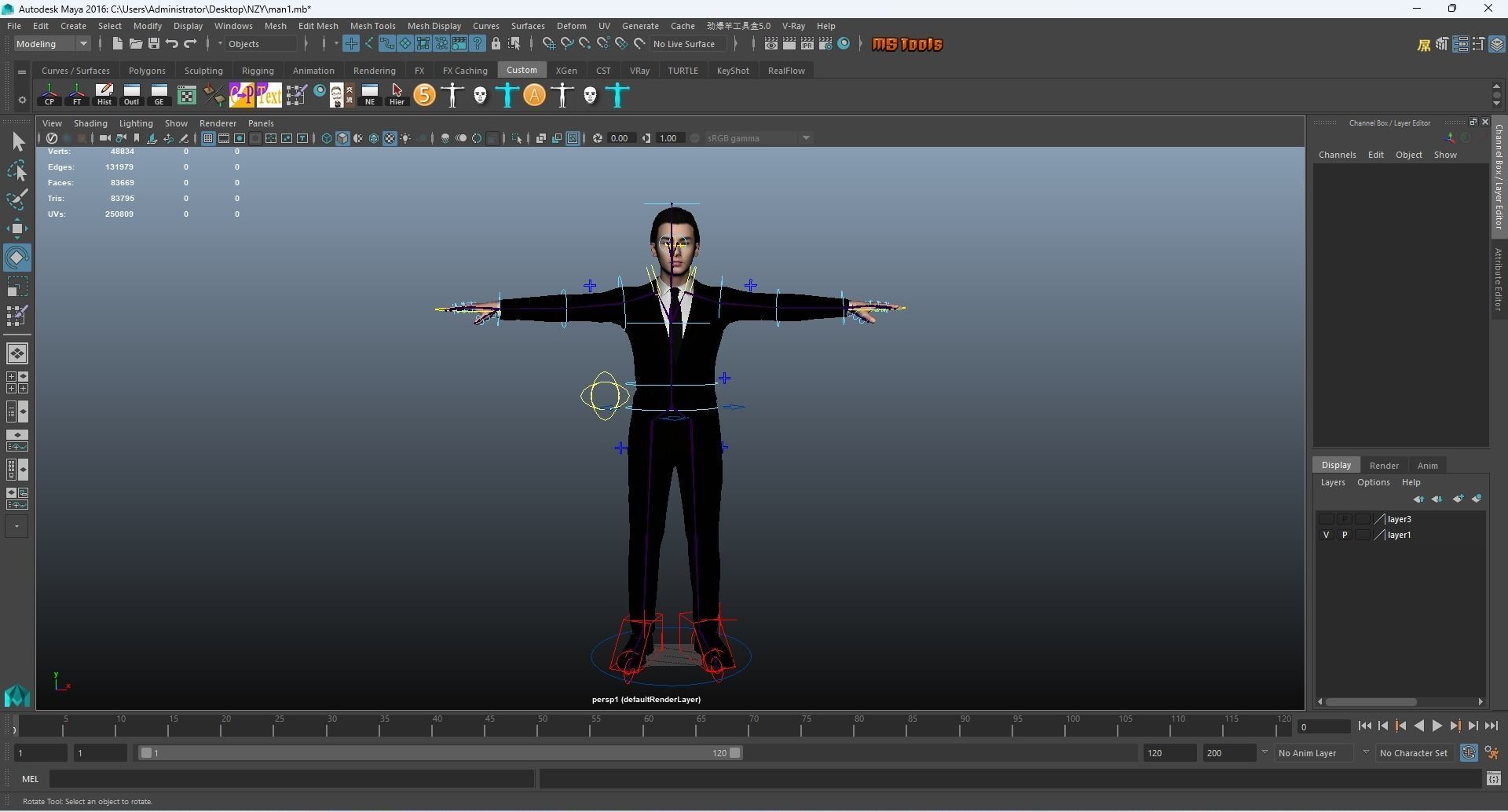 Realistic binding male staff Low-poly 3D model_20