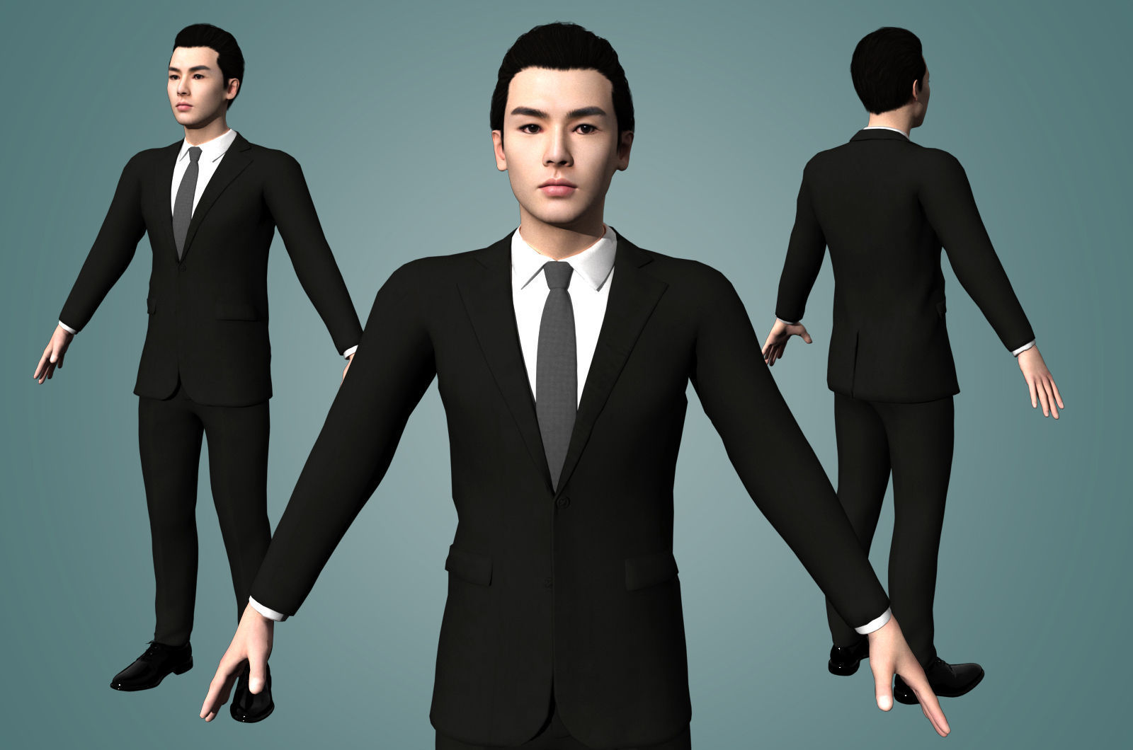 Realistic binding male staff Low-poly 3D model_3