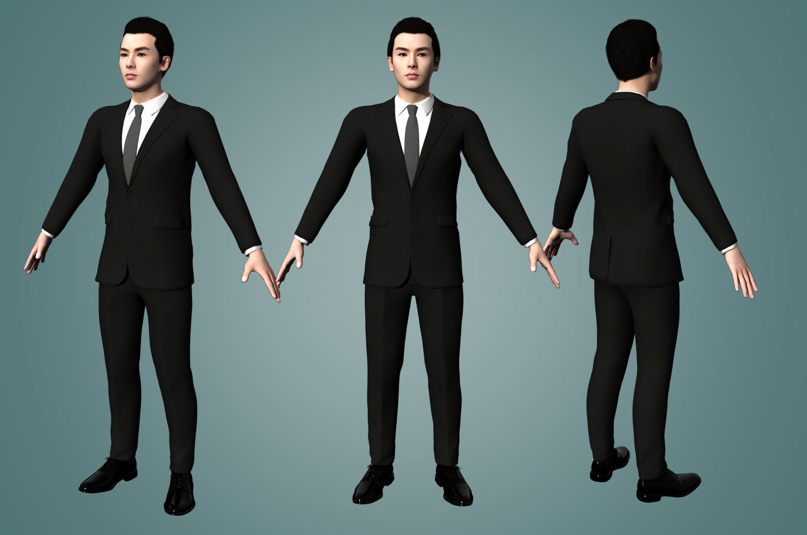 Realistic binding male staff Low-poly 3D model_2