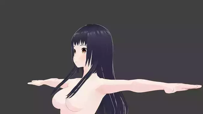T pose rigged model - Yamada Anna anime girl 3D model