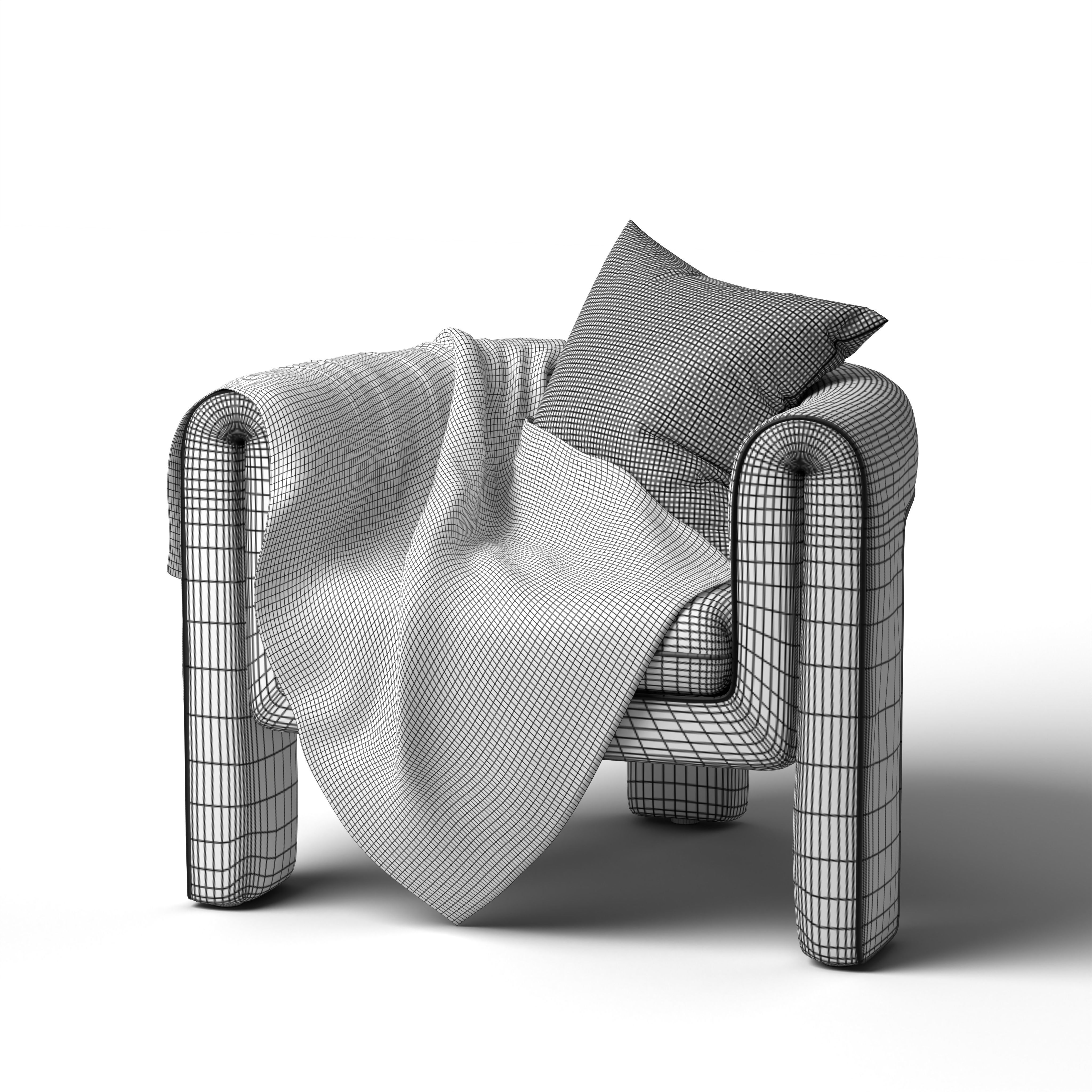 Upholstered Armchair 3D model_7