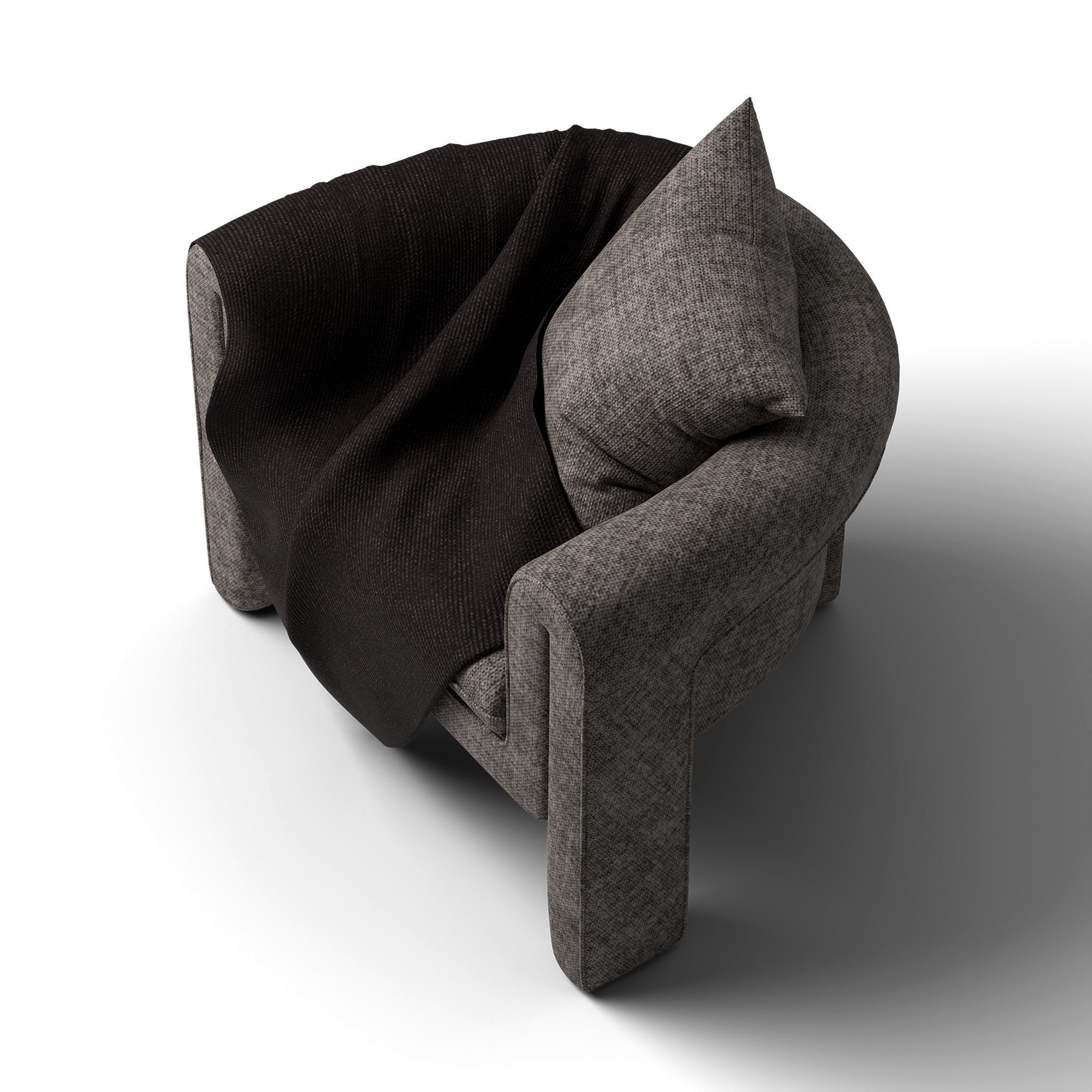 Upholstered Armchair 3D model_2