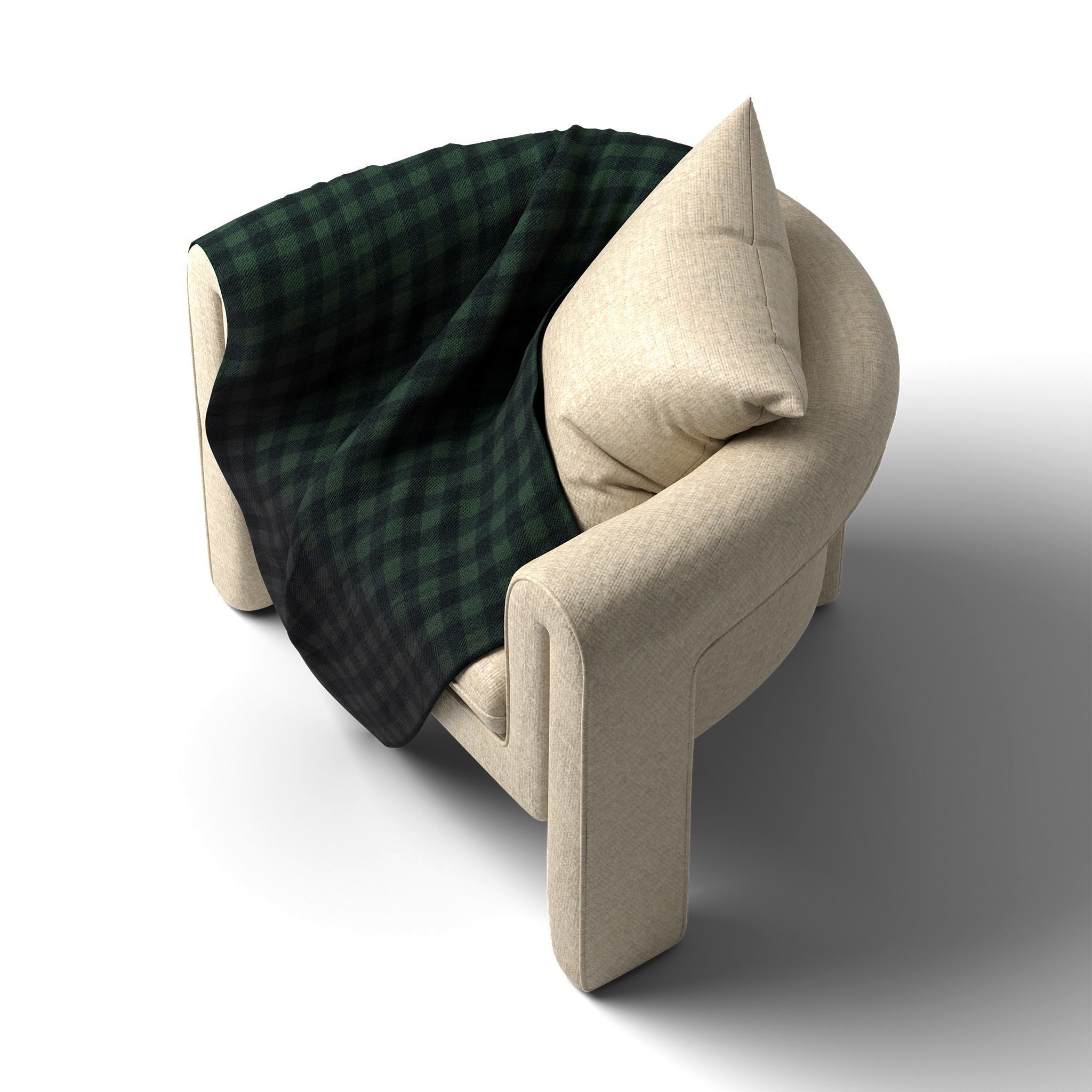 Upholstered Armchair 3D model_4