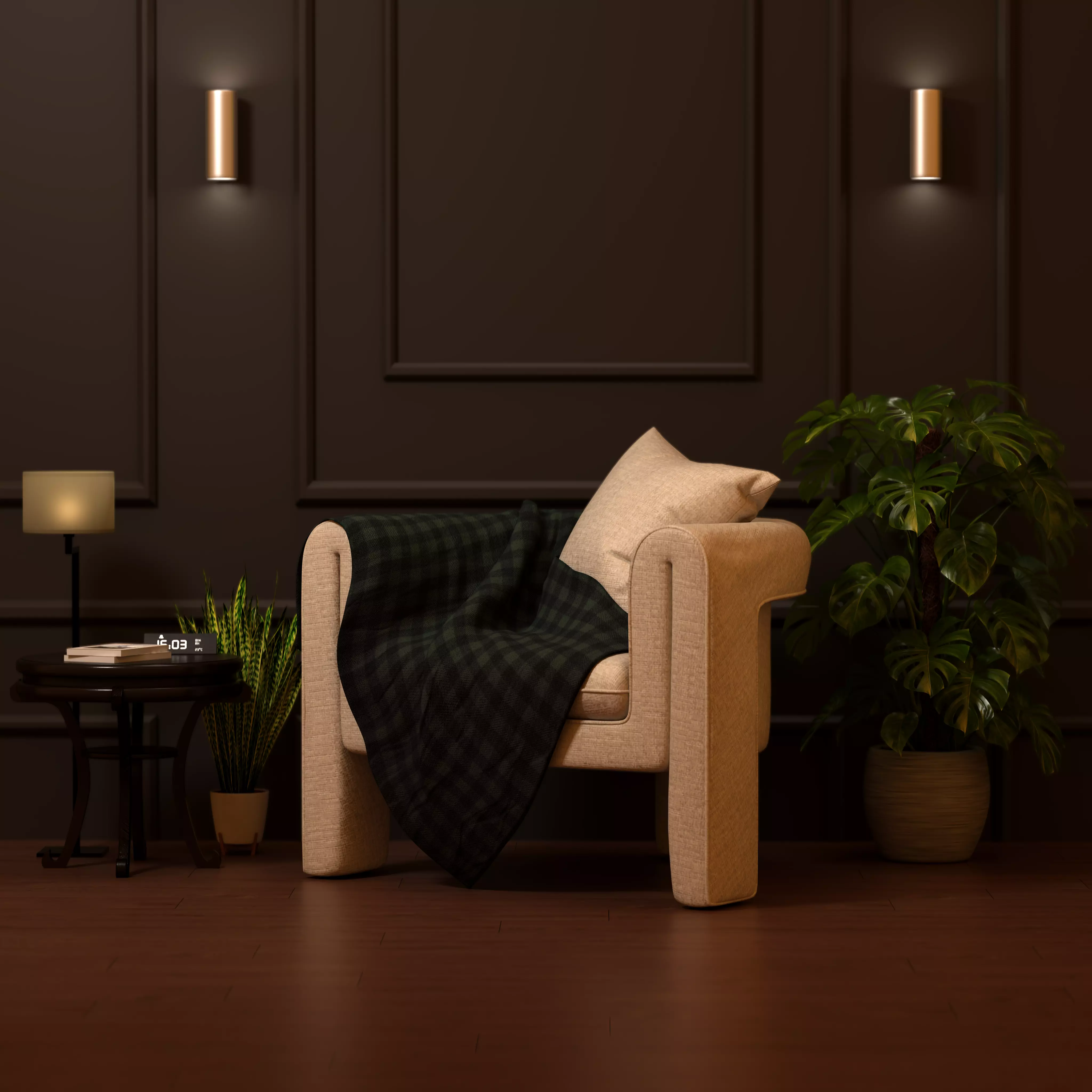 Upholstered Armchair 3D model_0