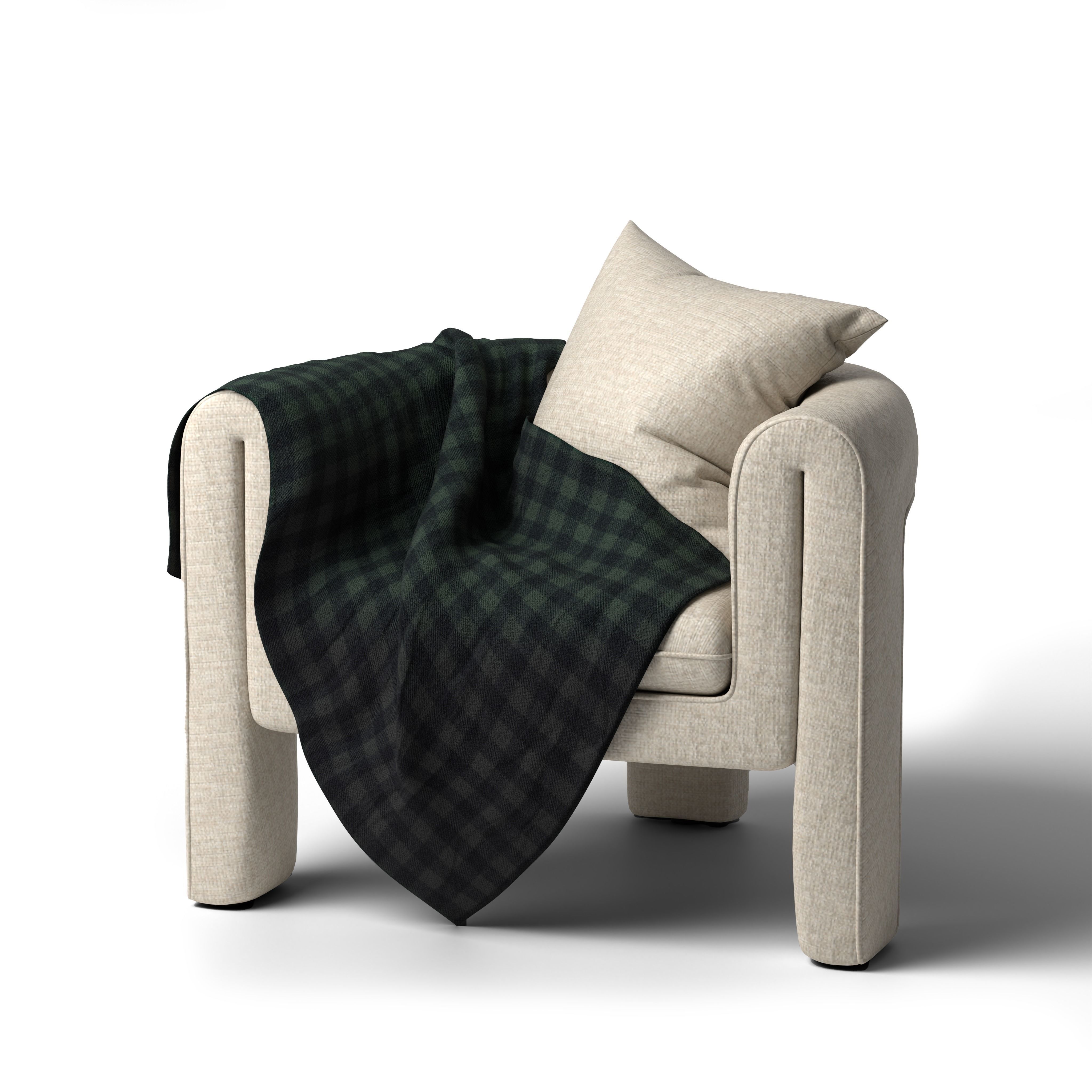 Upholstered Armchair 3D model_3