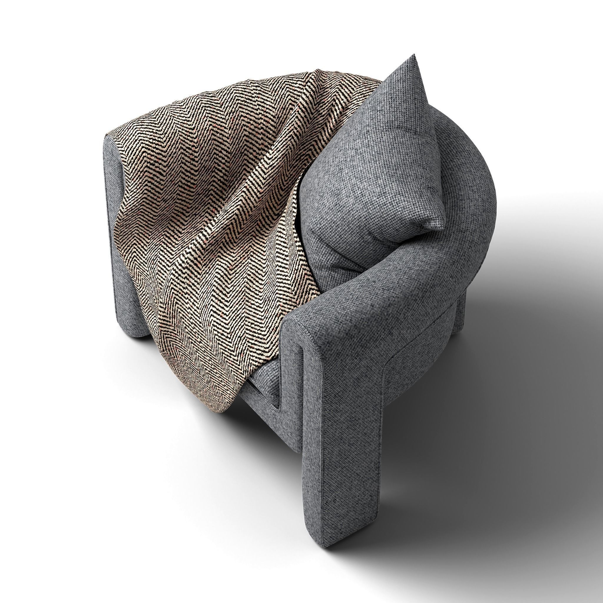 Upholstered Armchair 3D model_6