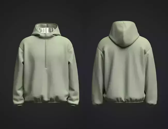 Men Half Zip Oversized Jacket 3D Model