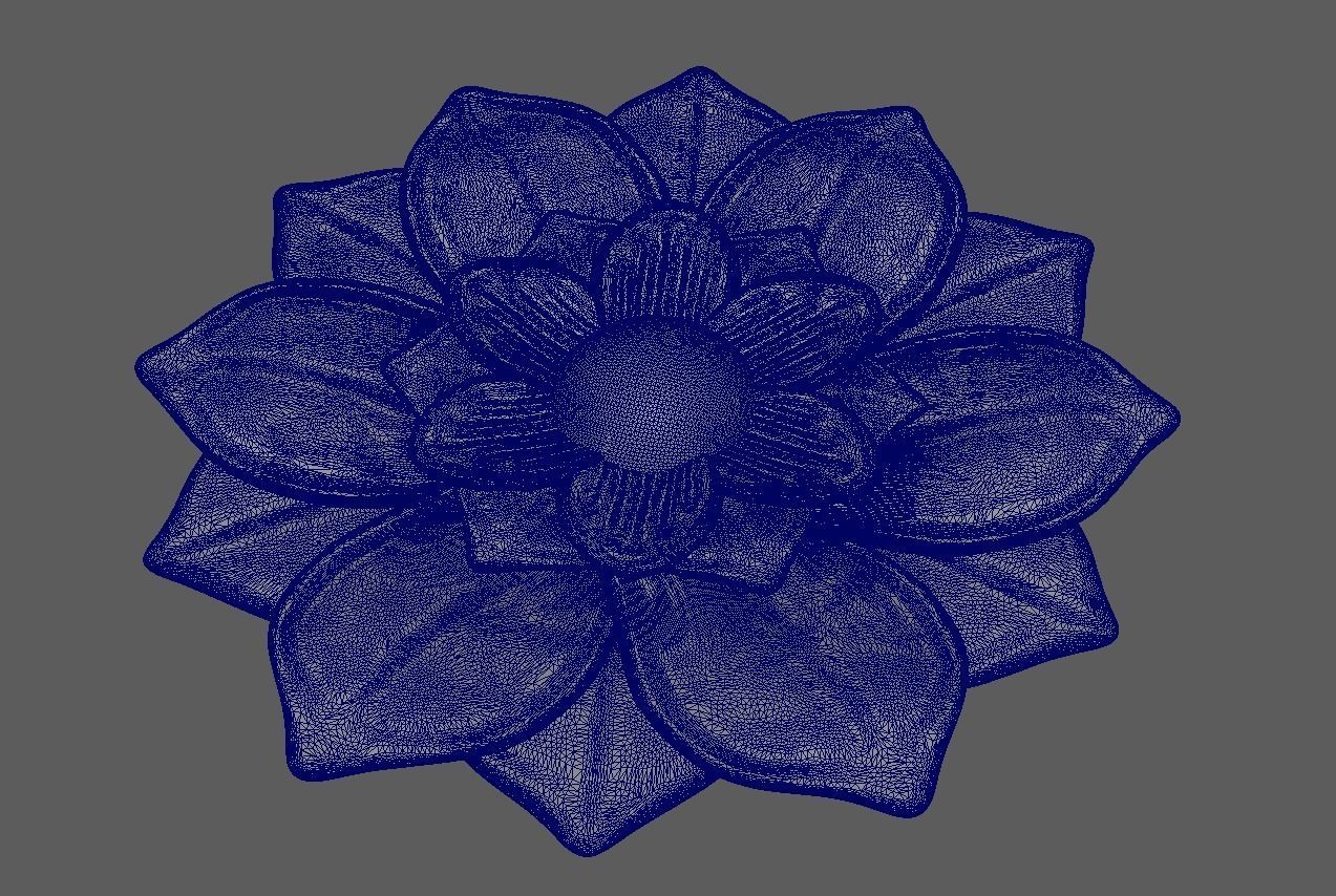 High Poly Lotus Flower 3D Print Model 3D print model_5