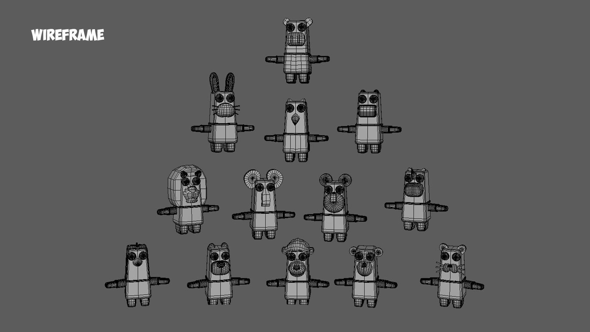 Character Animal Cartoon Pack 003 Low-poly 3D model_15