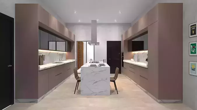 Kitchen fully parametric Resizable manufacturable 3D model