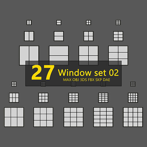 Window Collection 02 - 27 pieces Low-poly 3D model