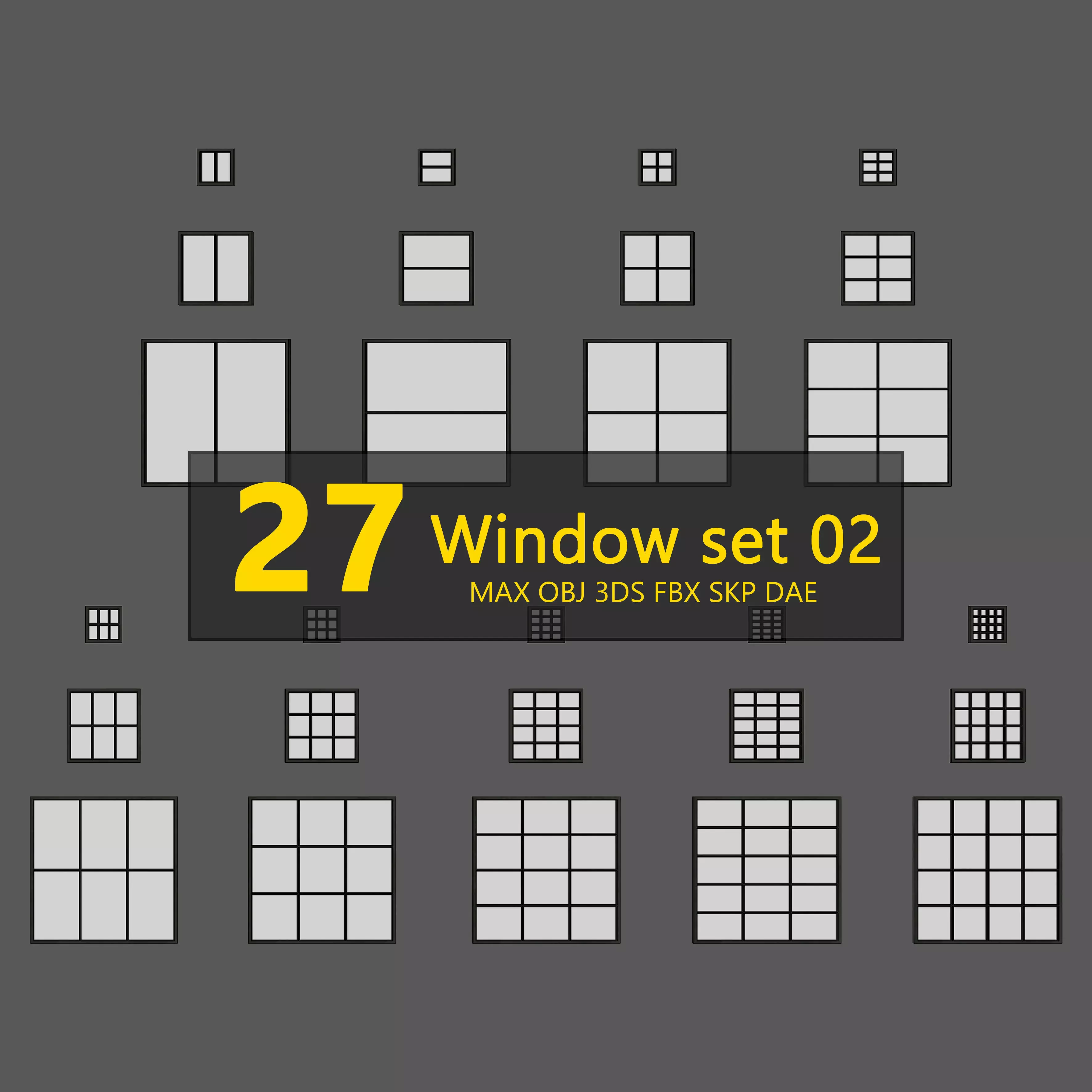Window Collection 02 - 27 pieces Low-poly 3D model_0