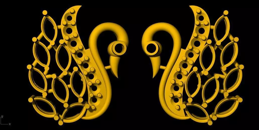 swan studs earrings 3dm file 3D print model_0