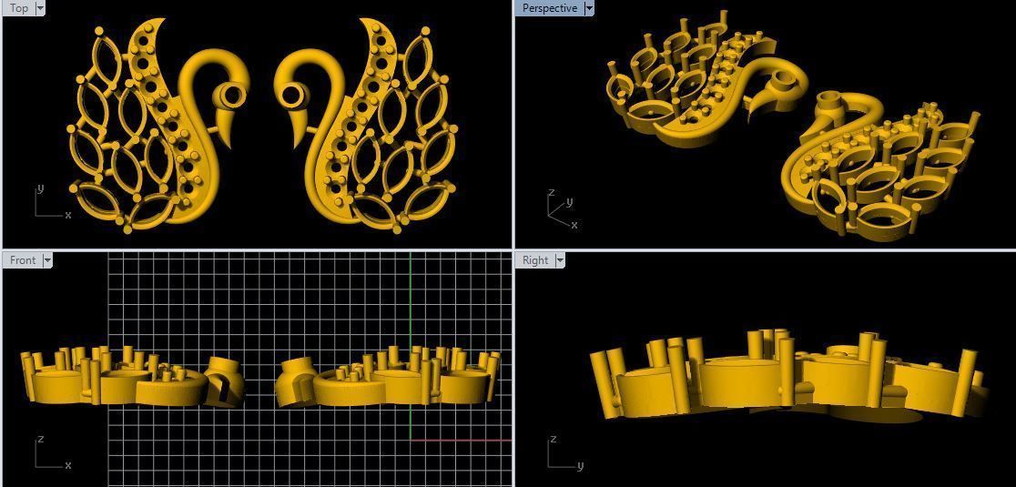 swan studs earrings 3dm file 3D print model_1