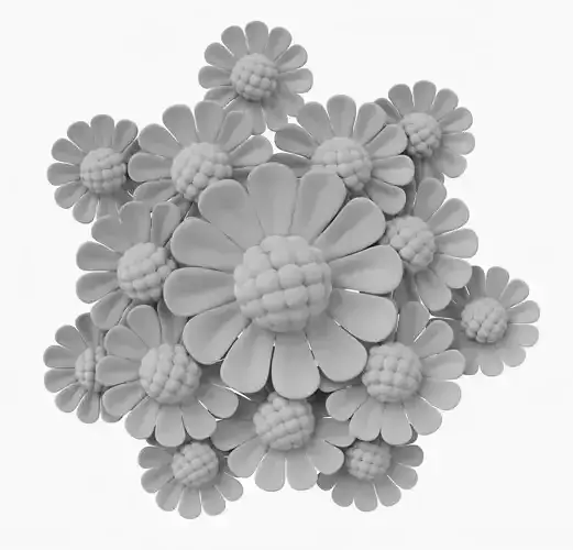 High Poly Daisy Flowers 3D Print Model