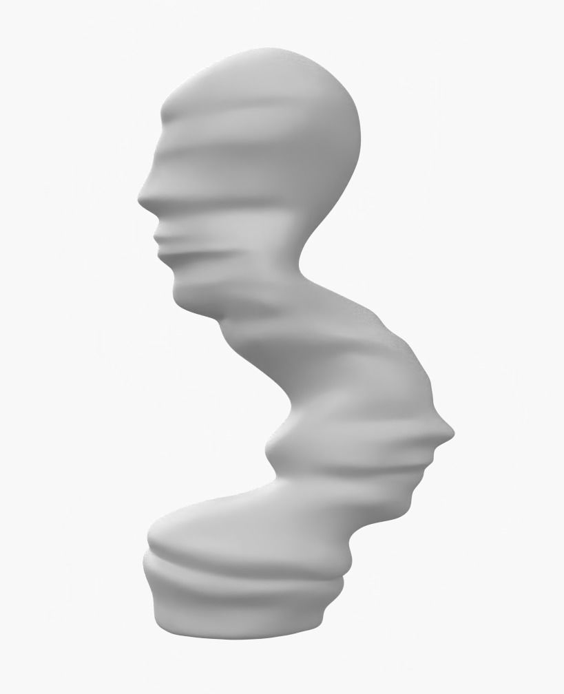 High Poly Abstract Head Sculpture 3D Print Model 3D print model_1