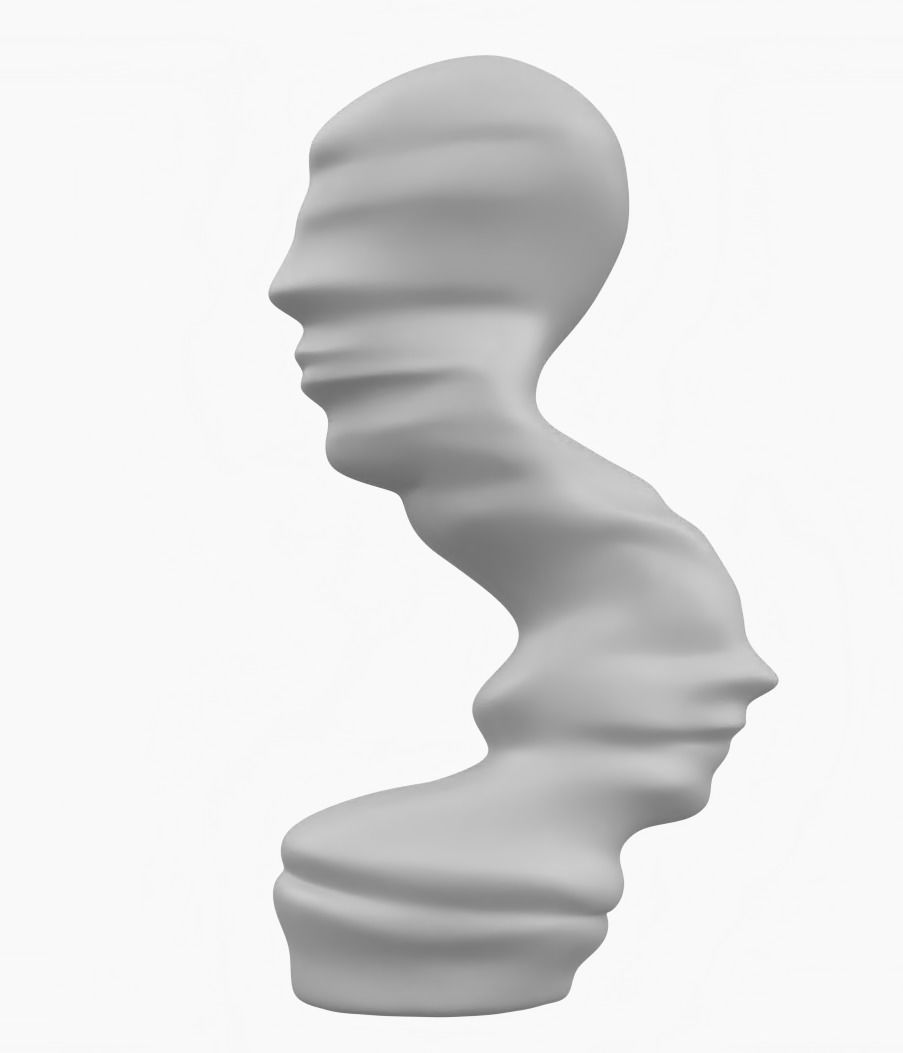 High Poly Abstract Head Sculpture 3D Print Model 3D print model_4