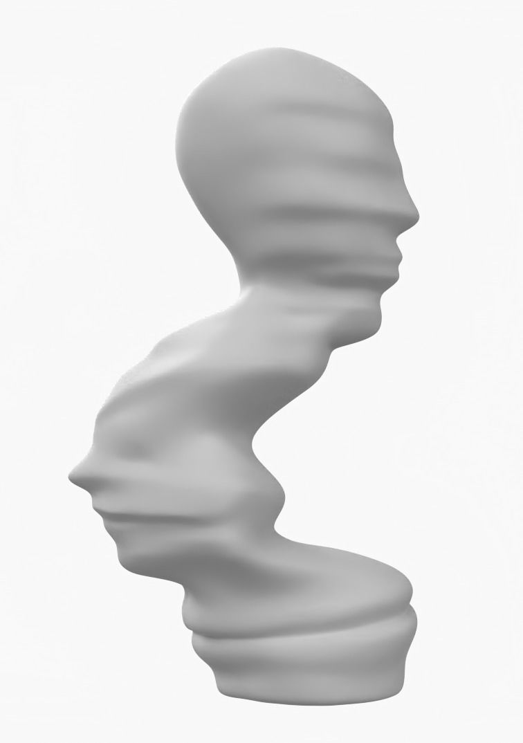 High Poly Abstract Head Sculpture 3D Print Model 3D print model_5