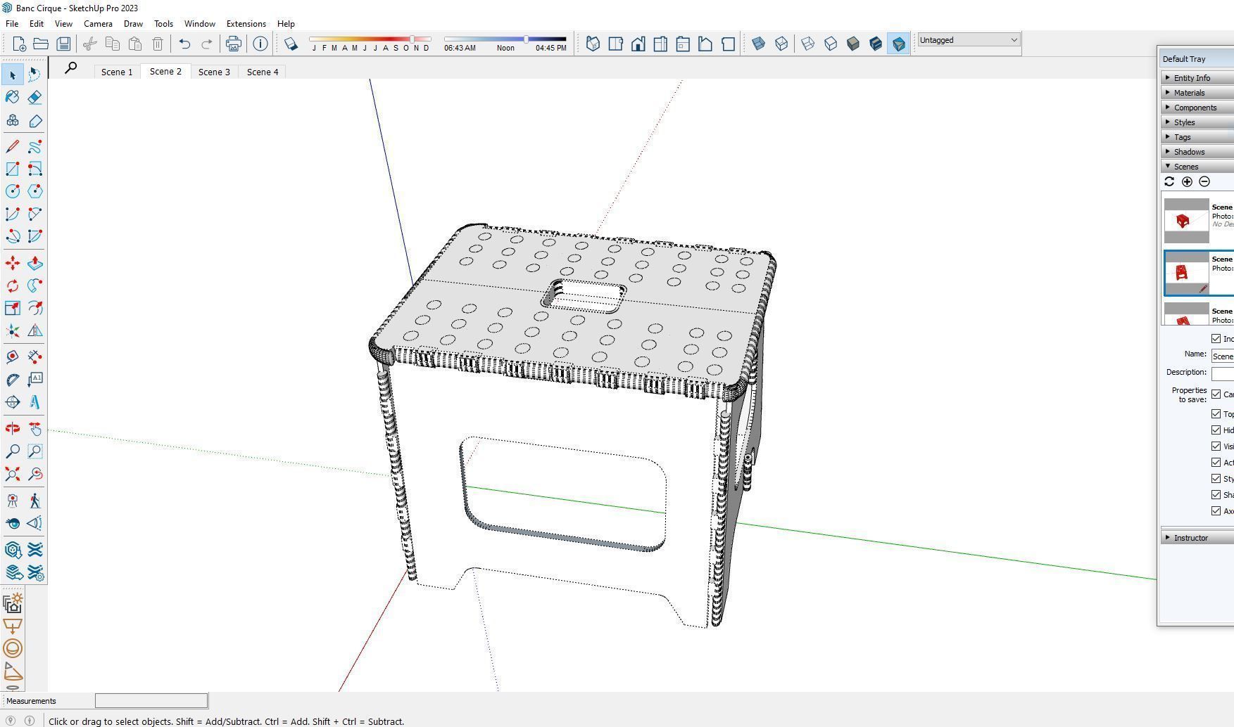 Circus Bench Low-poly 3D model_6