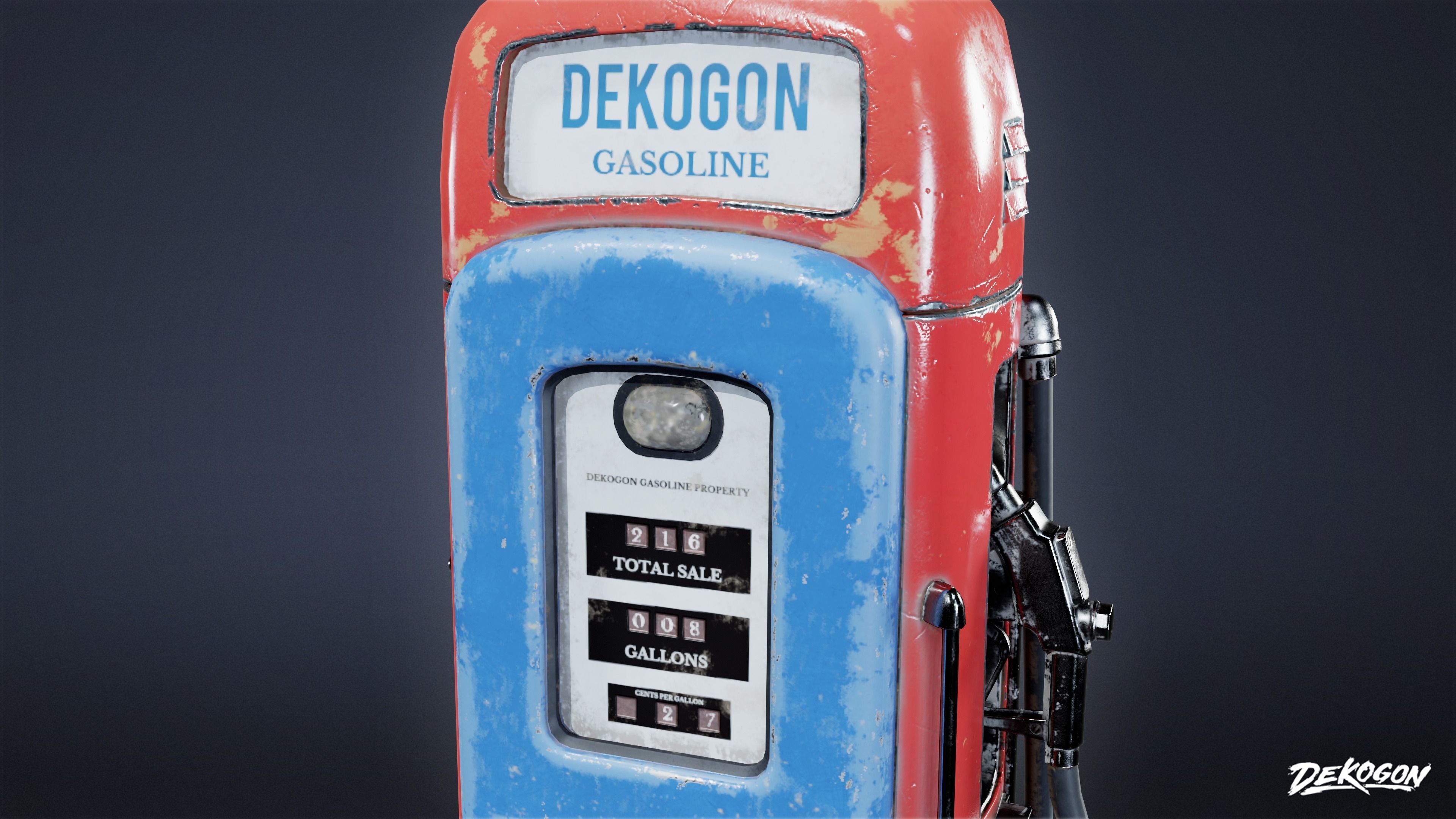ATTIC - Old Gas Pump 01 - LOW POLY Low-poly 3D model_7