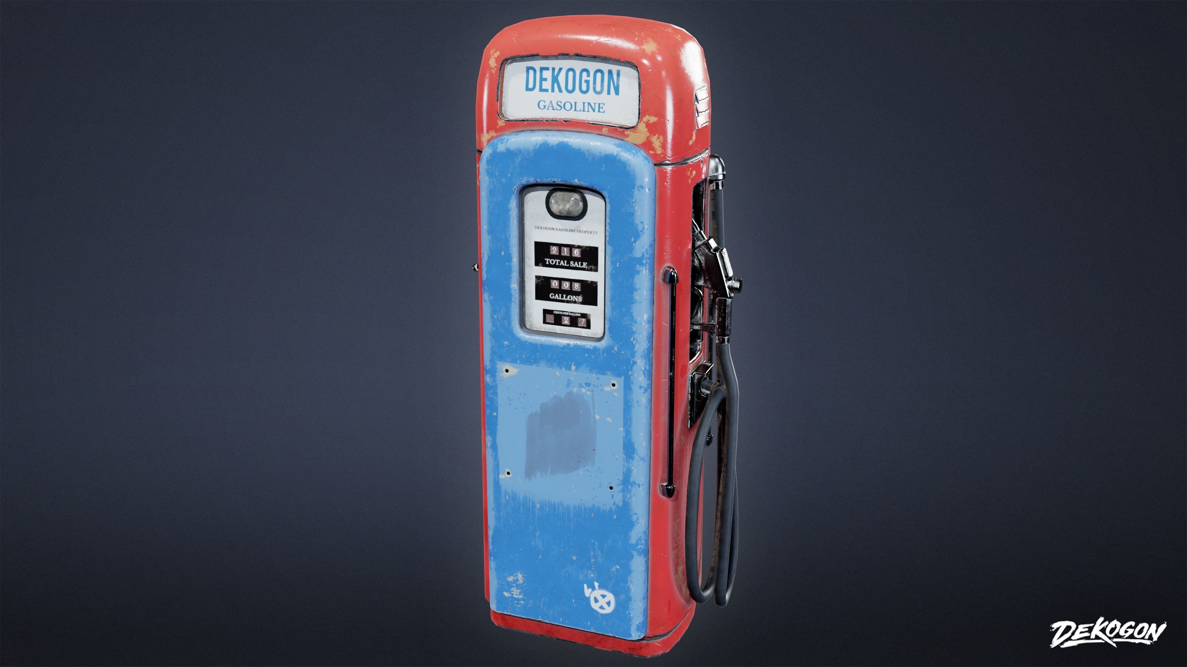 ATTIC - Old Gas Pump 01 - LOW POLY Low-poly 3D model_1