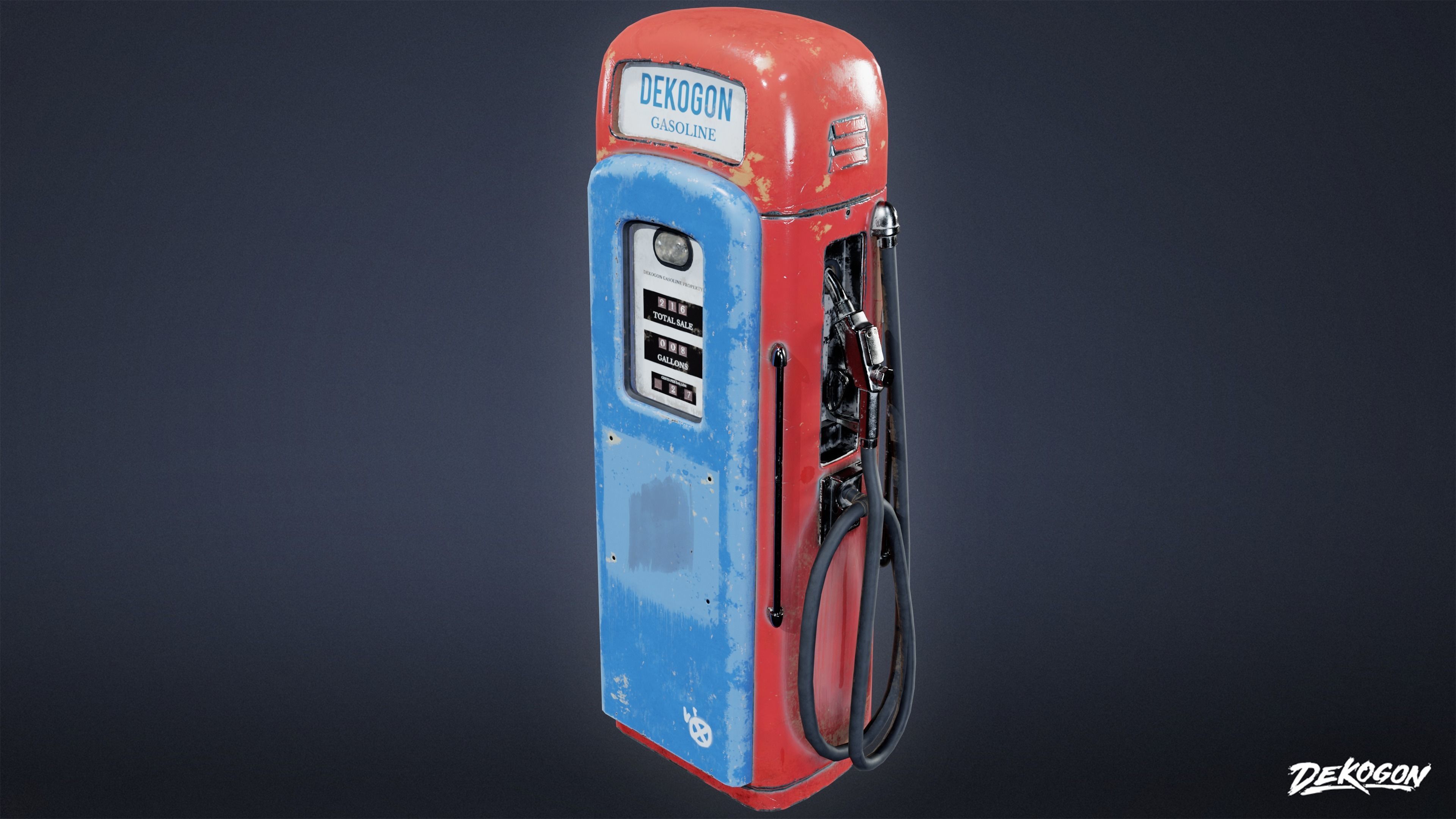ATTIC - Old Gas Pump 01 - LOW POLY Low-poly 3D model_6