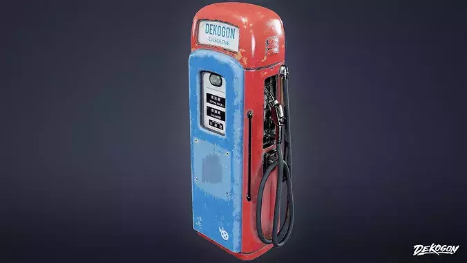 ATTIC - Old Gas Pump 01 - LOW POLY Low-poly 3D model 7