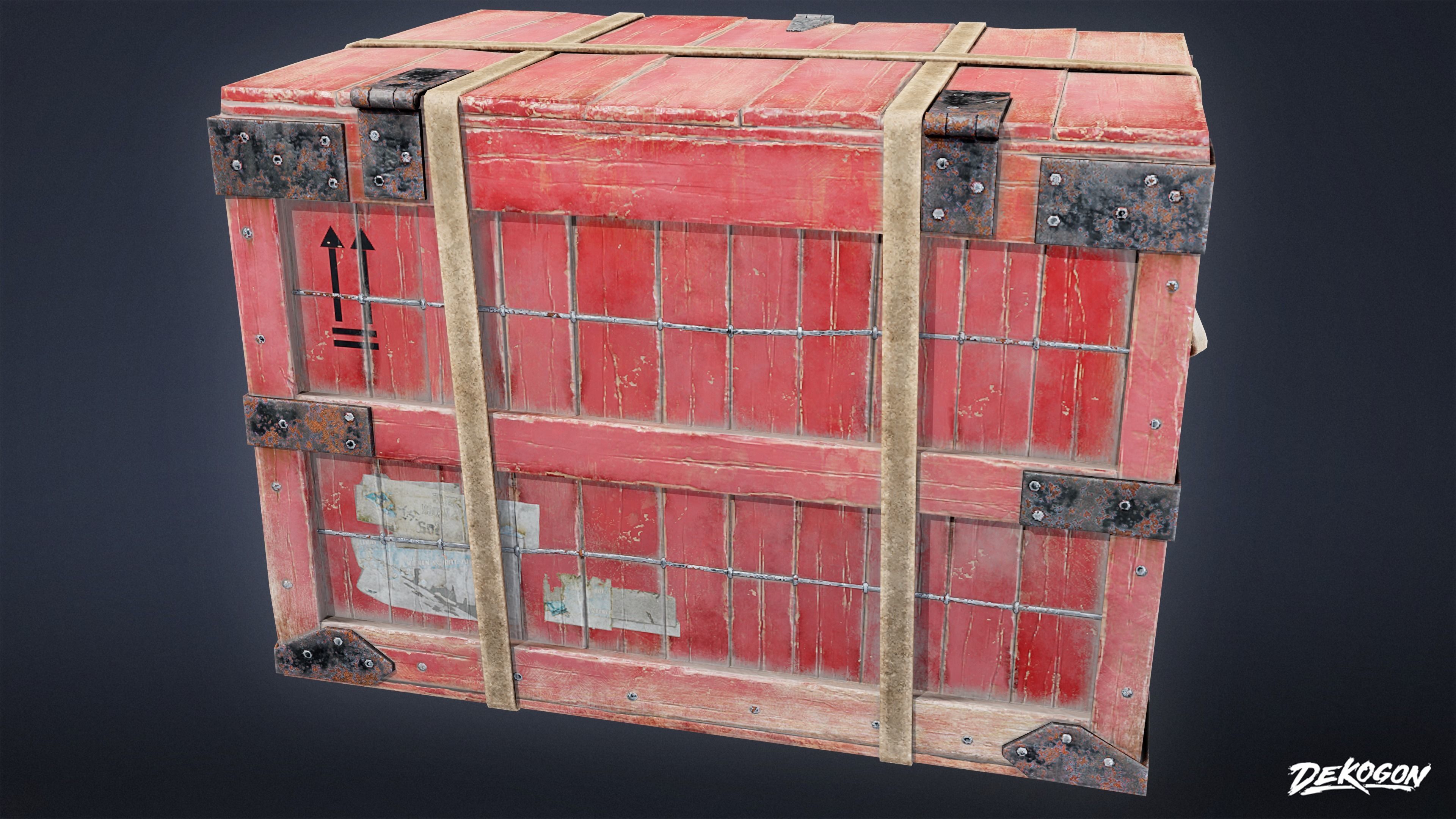 ATTIC - Old Shipping Crate 02 - LOW POLY Low-poly 3D model_3