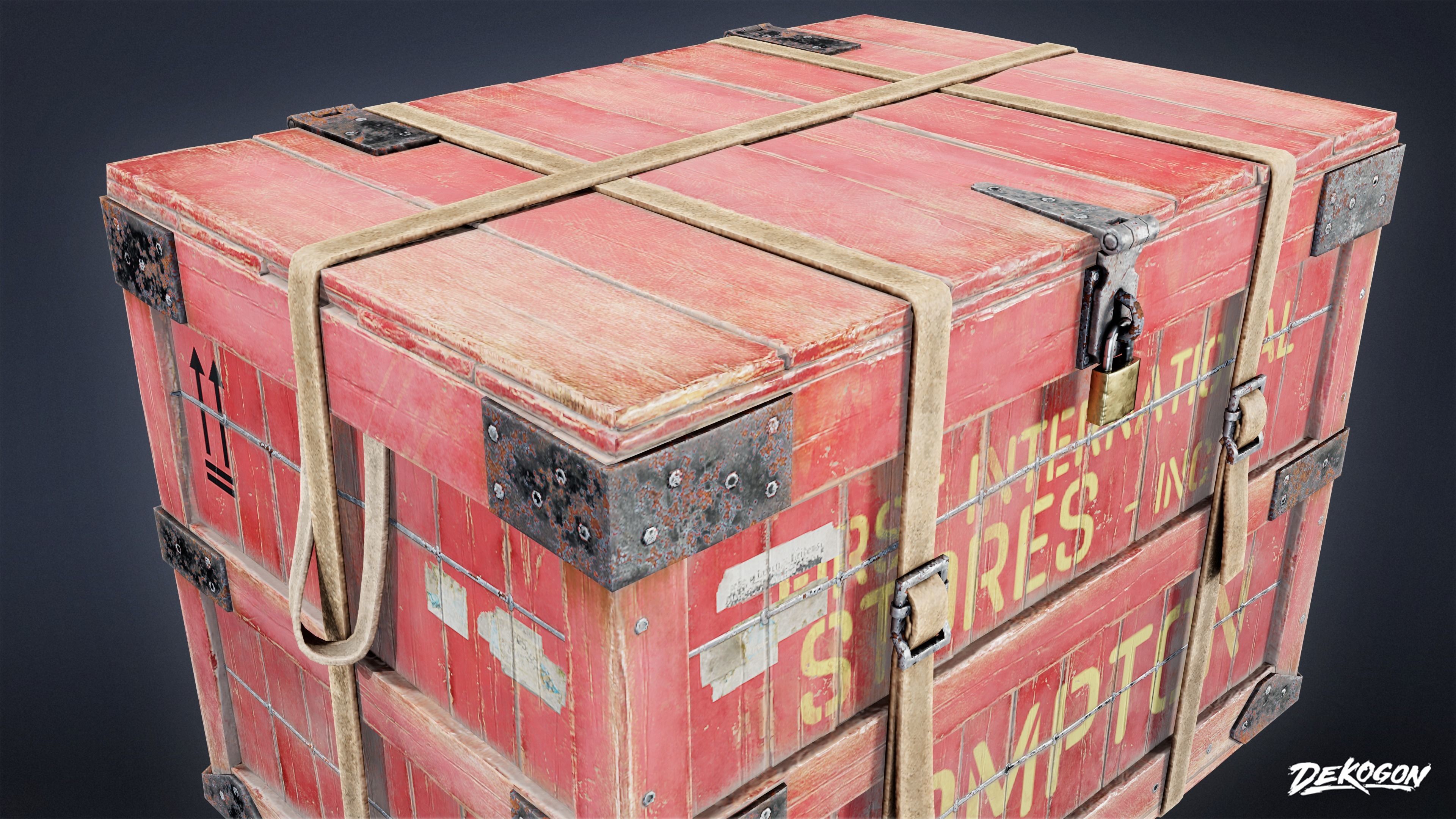 ATTIC - Old Shipping Crate 02 - LOW POLY Low-poly 3D model_6