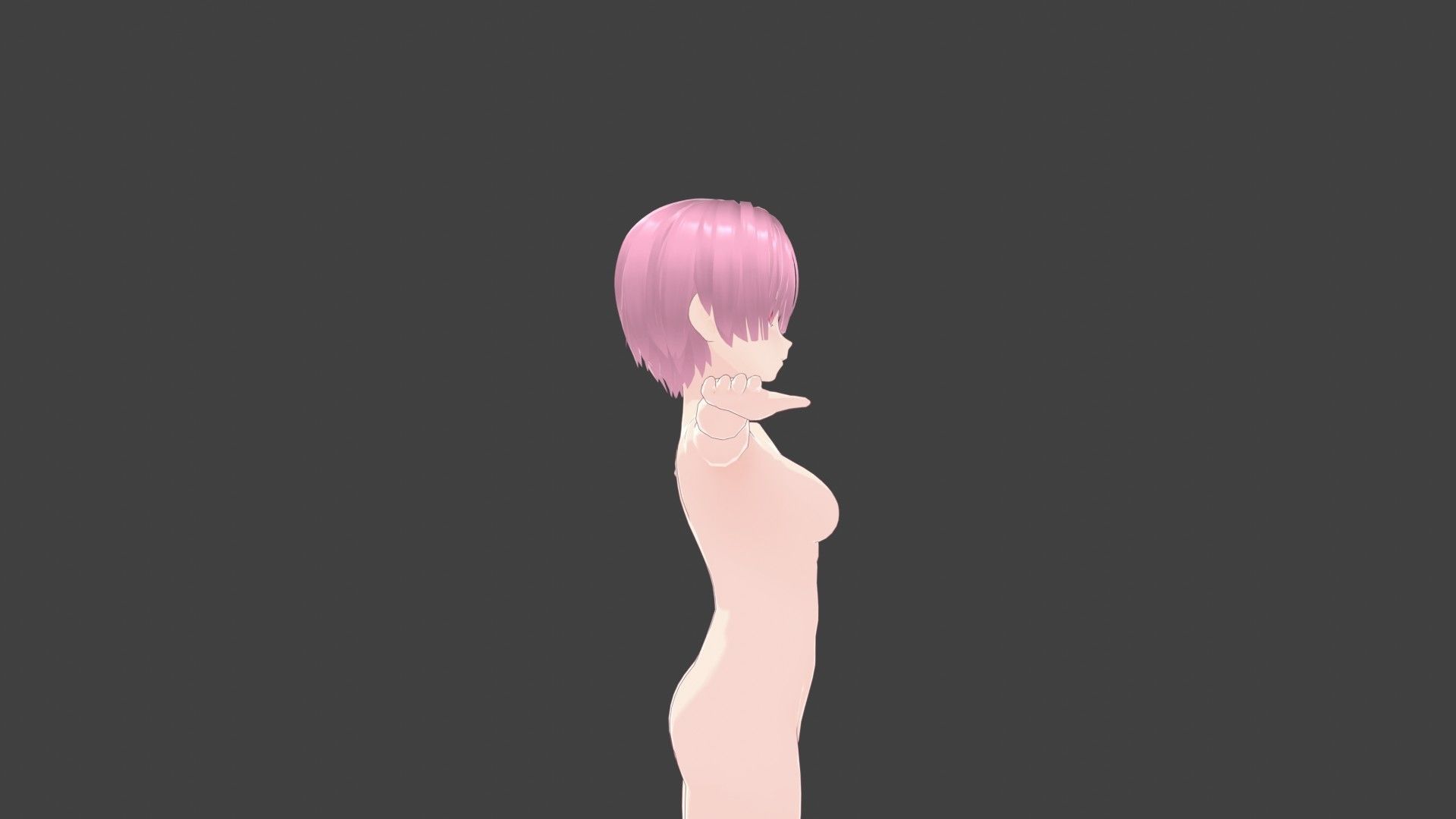 T pose rigged model - Ram anime girl 3D model Low-poly 3D model_3