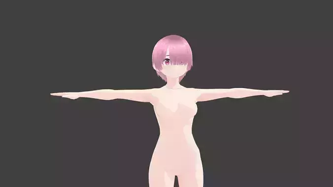 T pose rigged model - Ram anime girl 3D model