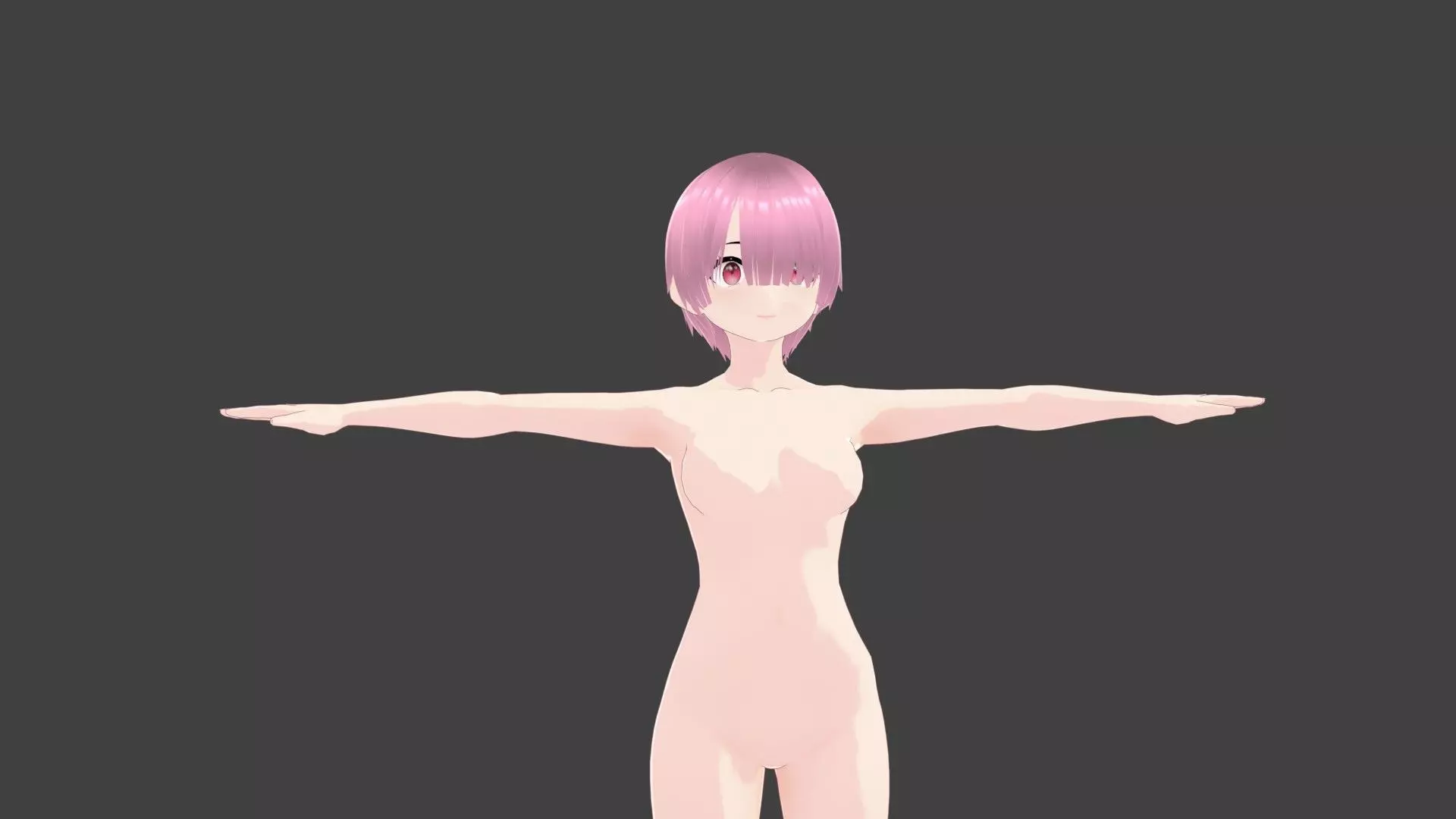 T pose rigged model - Ram anime girl 3D model Low-poly 3D model_0
