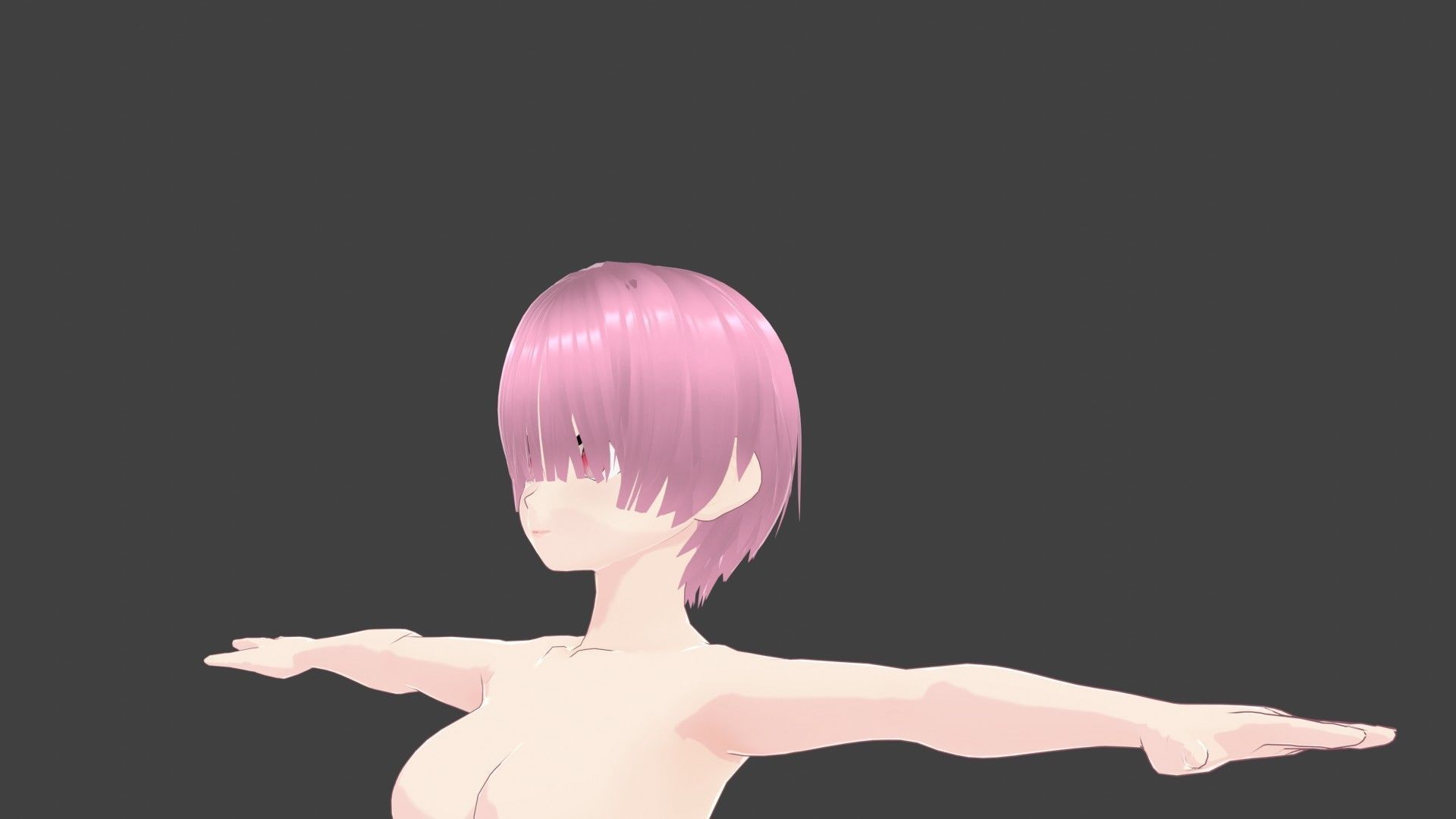 T pose rigged model - Ram anime girl 3D model Low-poly 3D model_2
