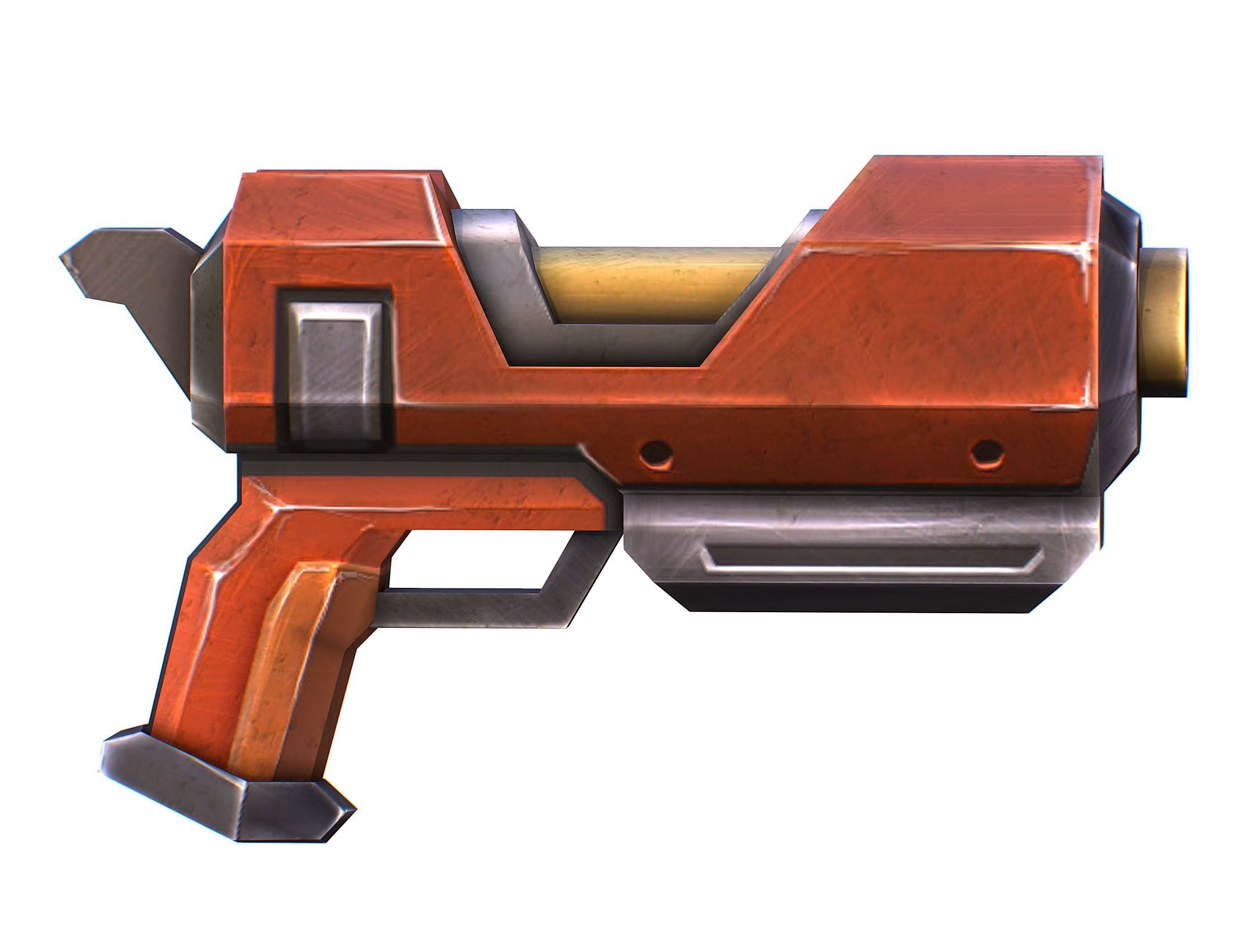 Cartoon Gun Blaster Barrel Nagan Nuff Pistol Revolver Cannon Low-poly 3D model_1