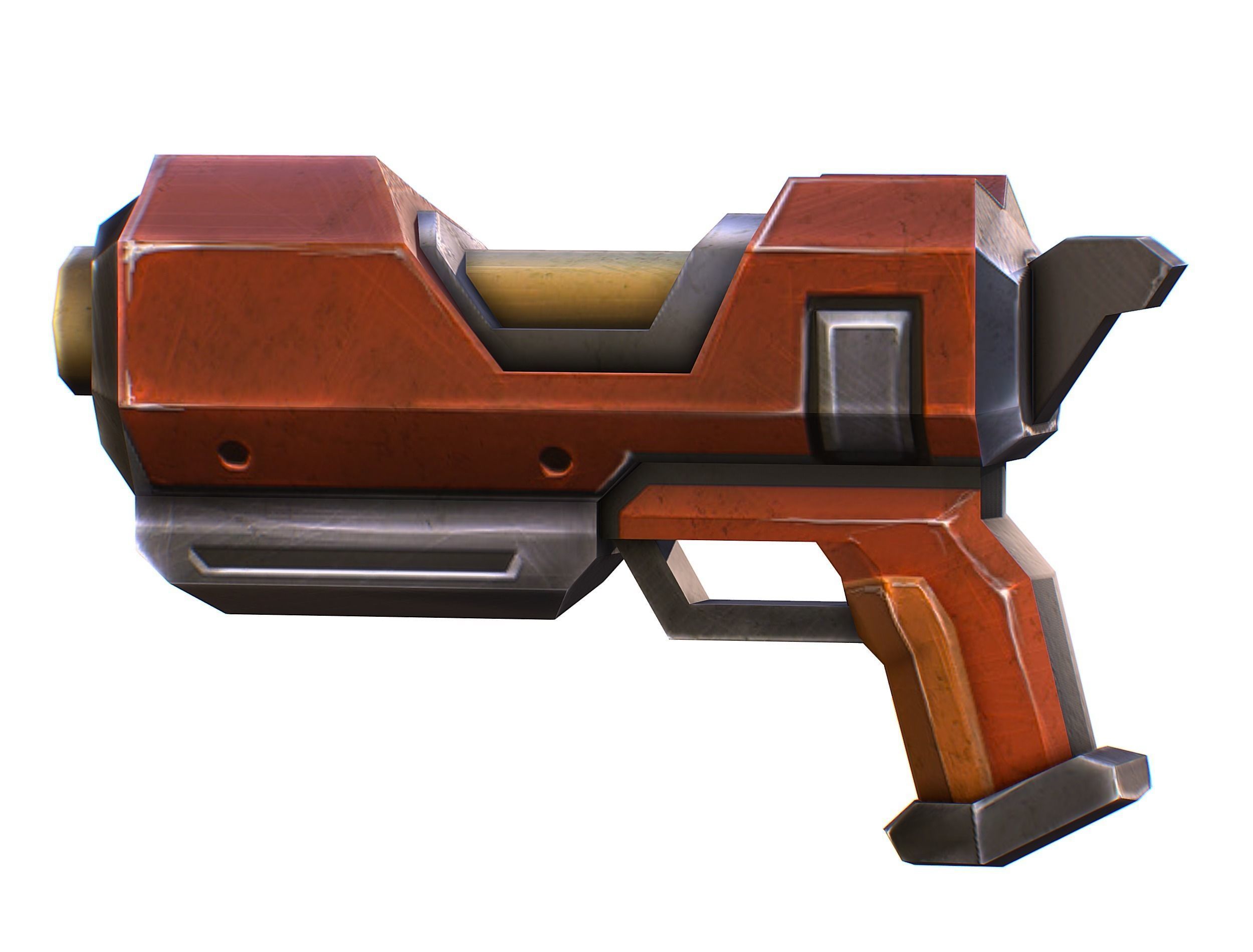 Cartoon Gun Blaster Barrel Nagan Nuff Pistol Revolver Cannon Low-poly 3D model_17