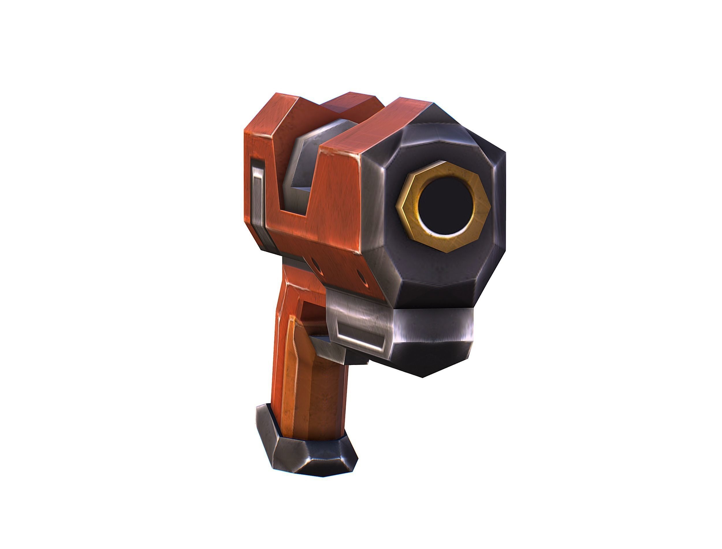 Cartoon Gun Blaster Barrel Nagan Nuff Pistol Revolver Cannon Low-poly 3D model_25