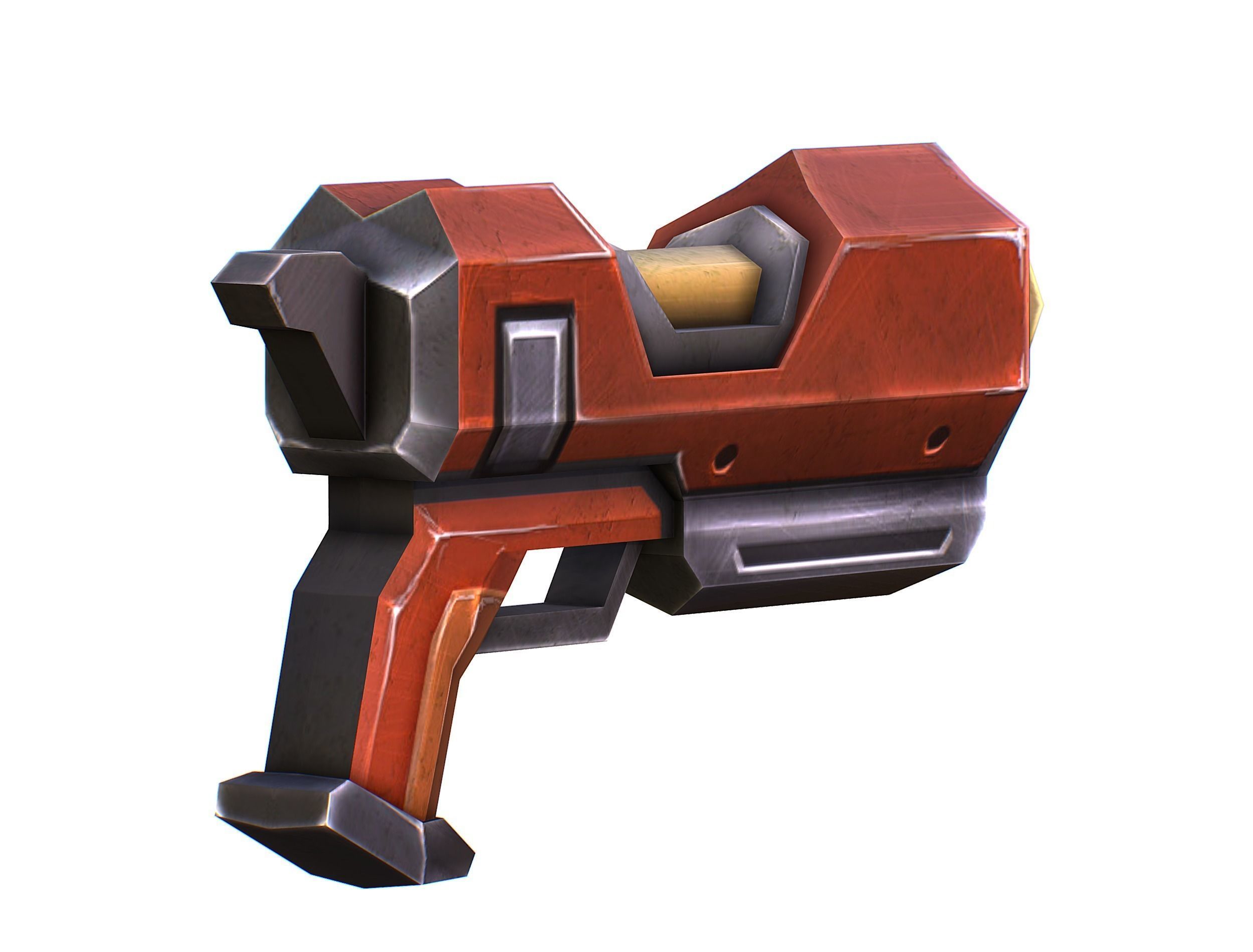 Cartoon Gun Blaster Barrel Nagan Nuff Pistol Revolver Cannon Low-poly 3D model_5