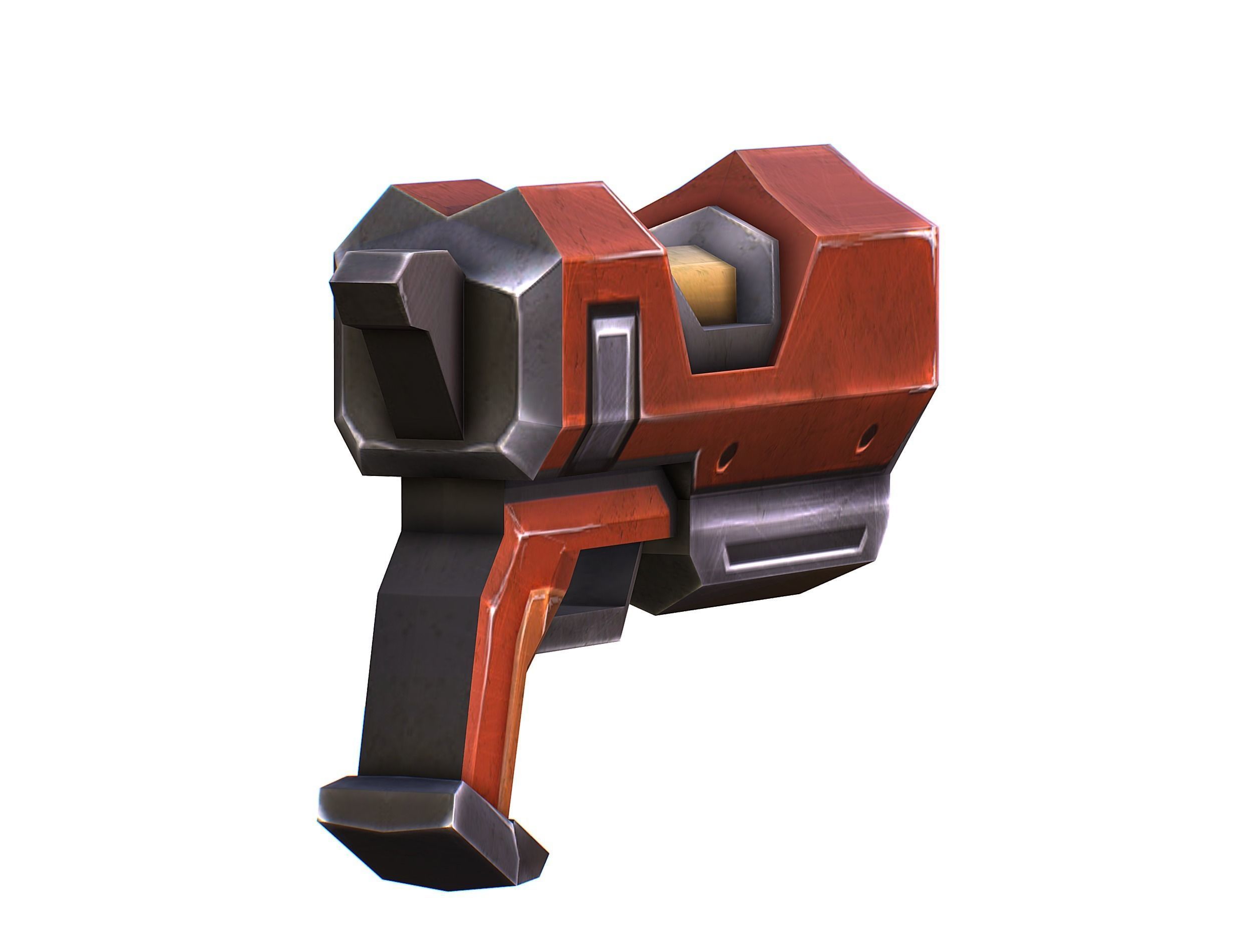 Cartoon Gun Blaster Barrel Nagan Nuff Pistol Revolver Cannon Low-poly 3D model_6