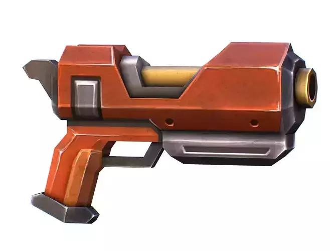 Cartoon Gun Blaster Barrel Nagan Nuff Pistol Revolver Cannon Low-poly 3D model Cartoon Gun Blaster Barrel Nagan Nuff Pistol Revolver Cannon Low-poly 3D model