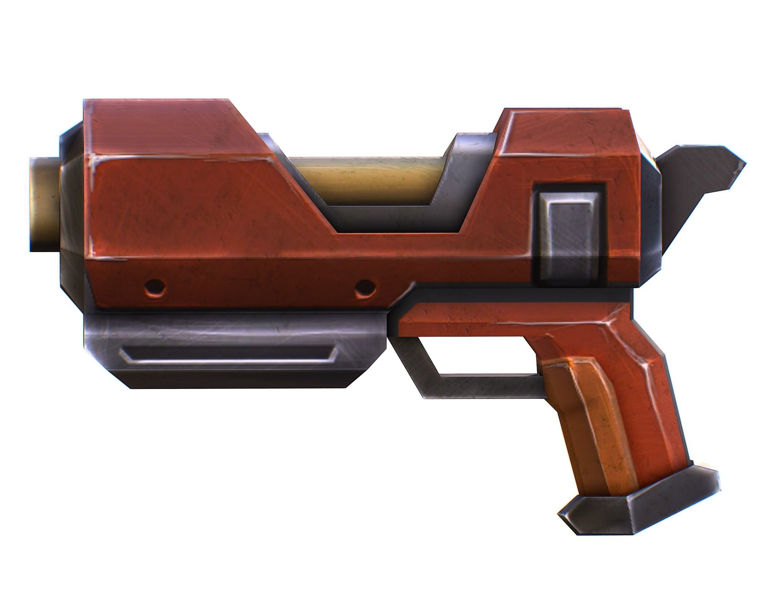 Cartoon Gun Blaster Barrel Nagan Nuff Pistol Revolver Cannon Low-poly 3D model_18