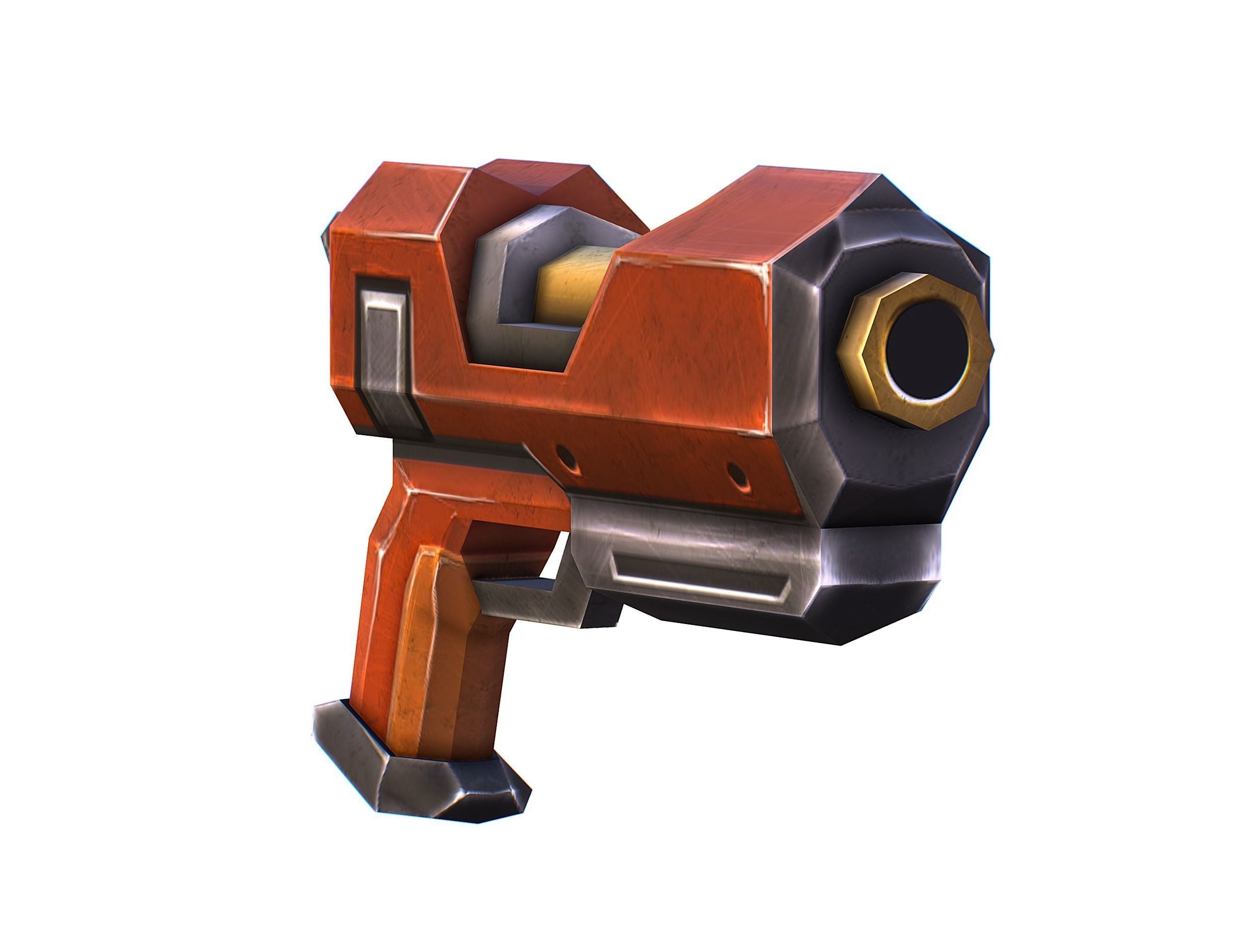 Cartoon Gun Blaster Barrel Nagan Nuff Pistol Revolver Cannon Low-poly 3D model_26