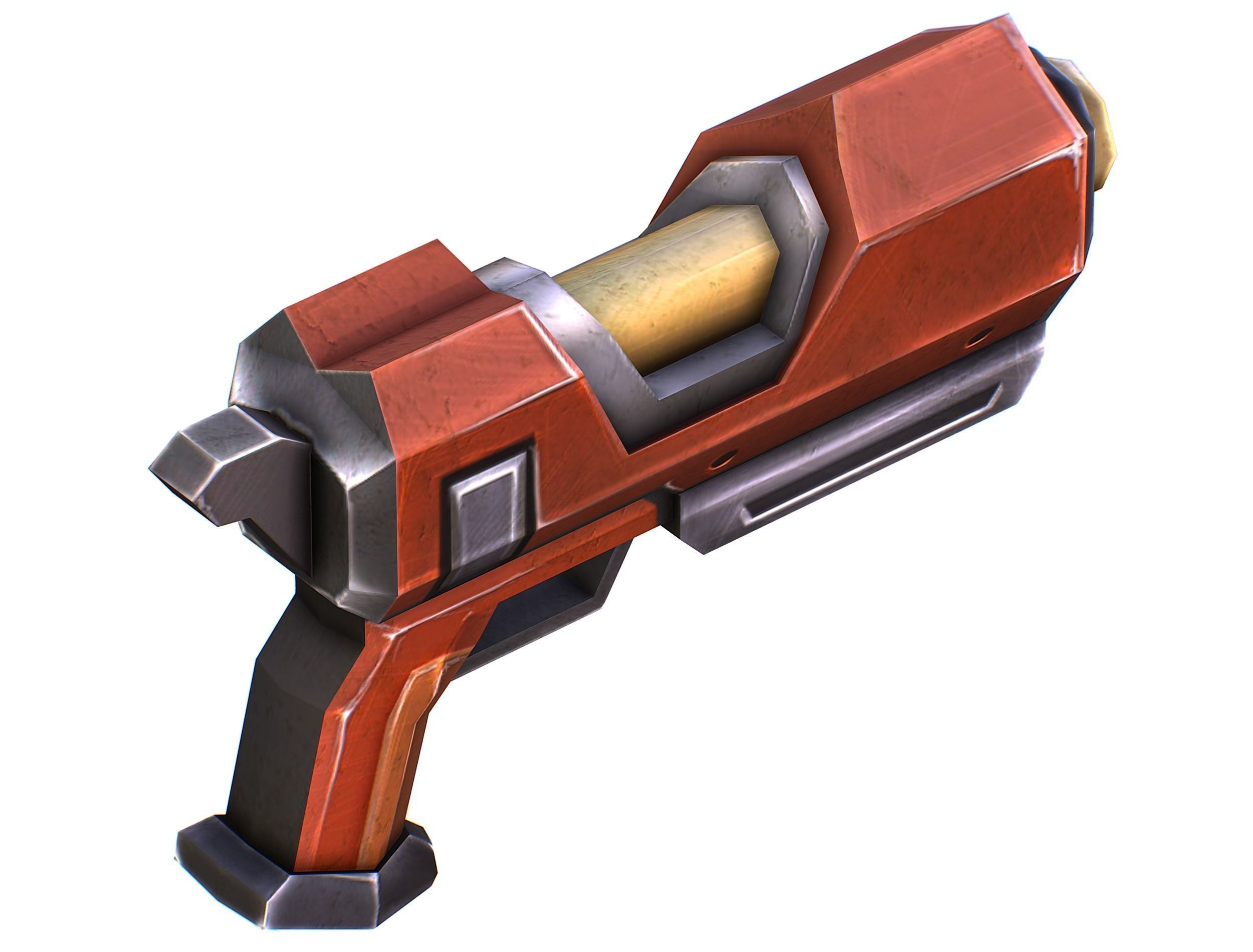 Cartoon Gun Blaster Barrel Nagan Nuff Pistol Revolver Cannon Low-poly 3D model_30