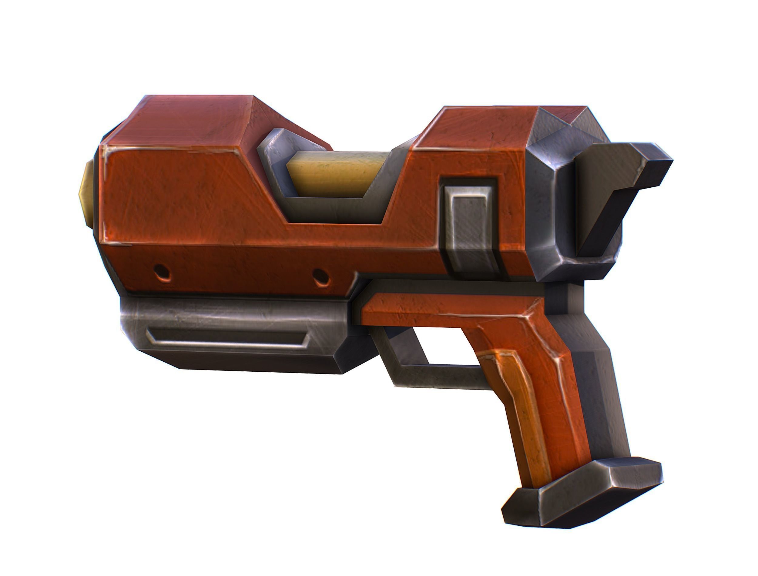 Cartoon Gun Blaster Barrel Nagan Nuff Pistol Revolver Cannon Low-poly 3D model_15