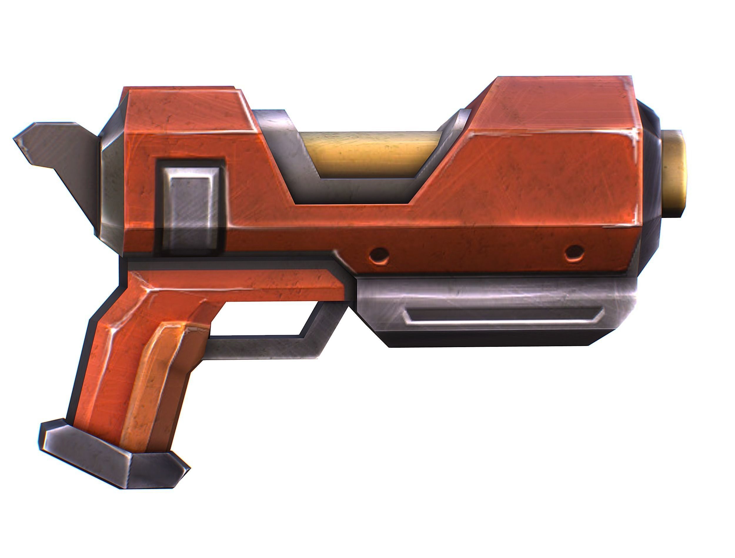 Cartoon Gun Blaster Barrel Nagan Nuff Pistol Revolver Cannon Low-poly 3D model_33