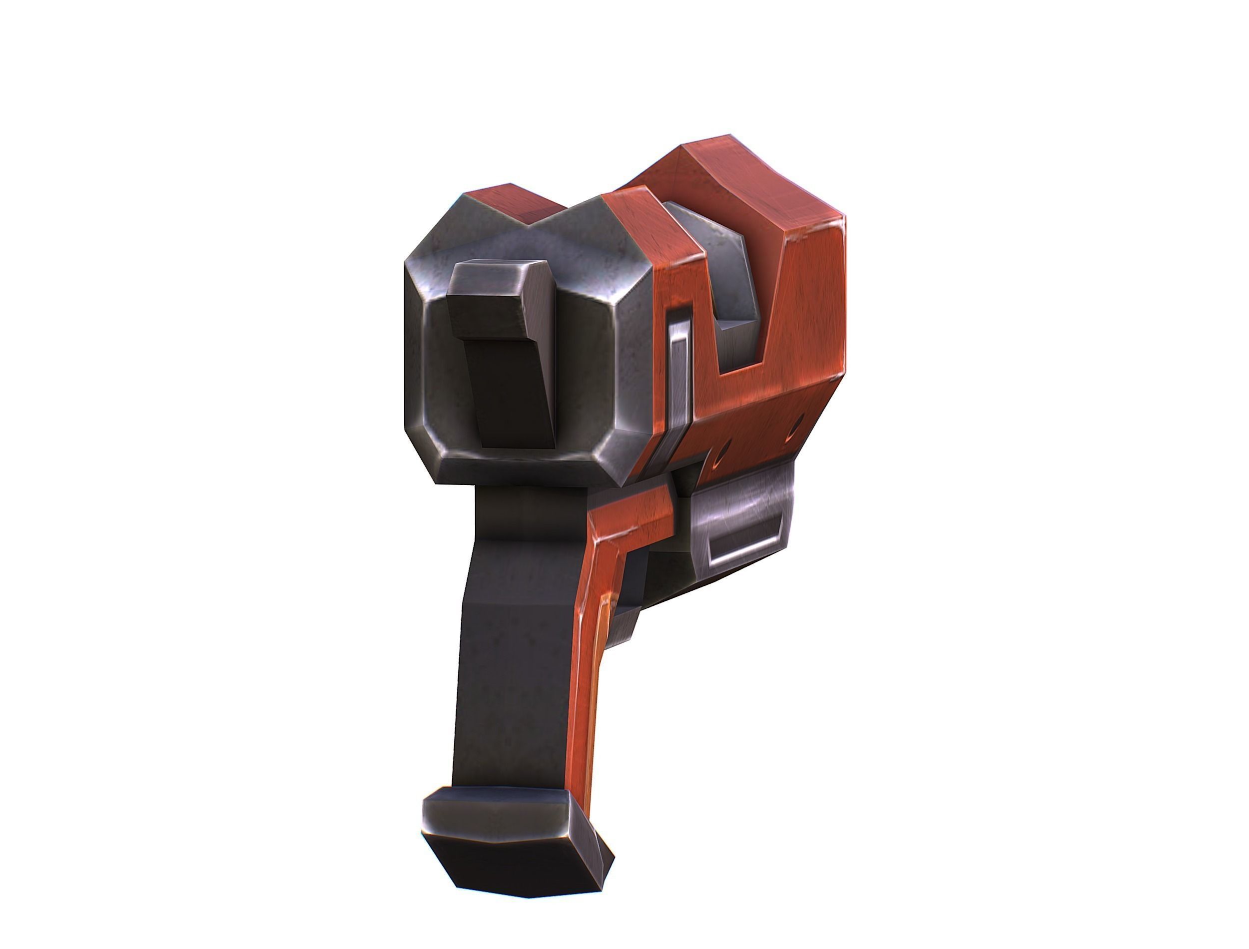 Cartoon Gun Blaster Barrel Nagan Nuff Pistol Revolver Cannon Low-poly 3D model_7