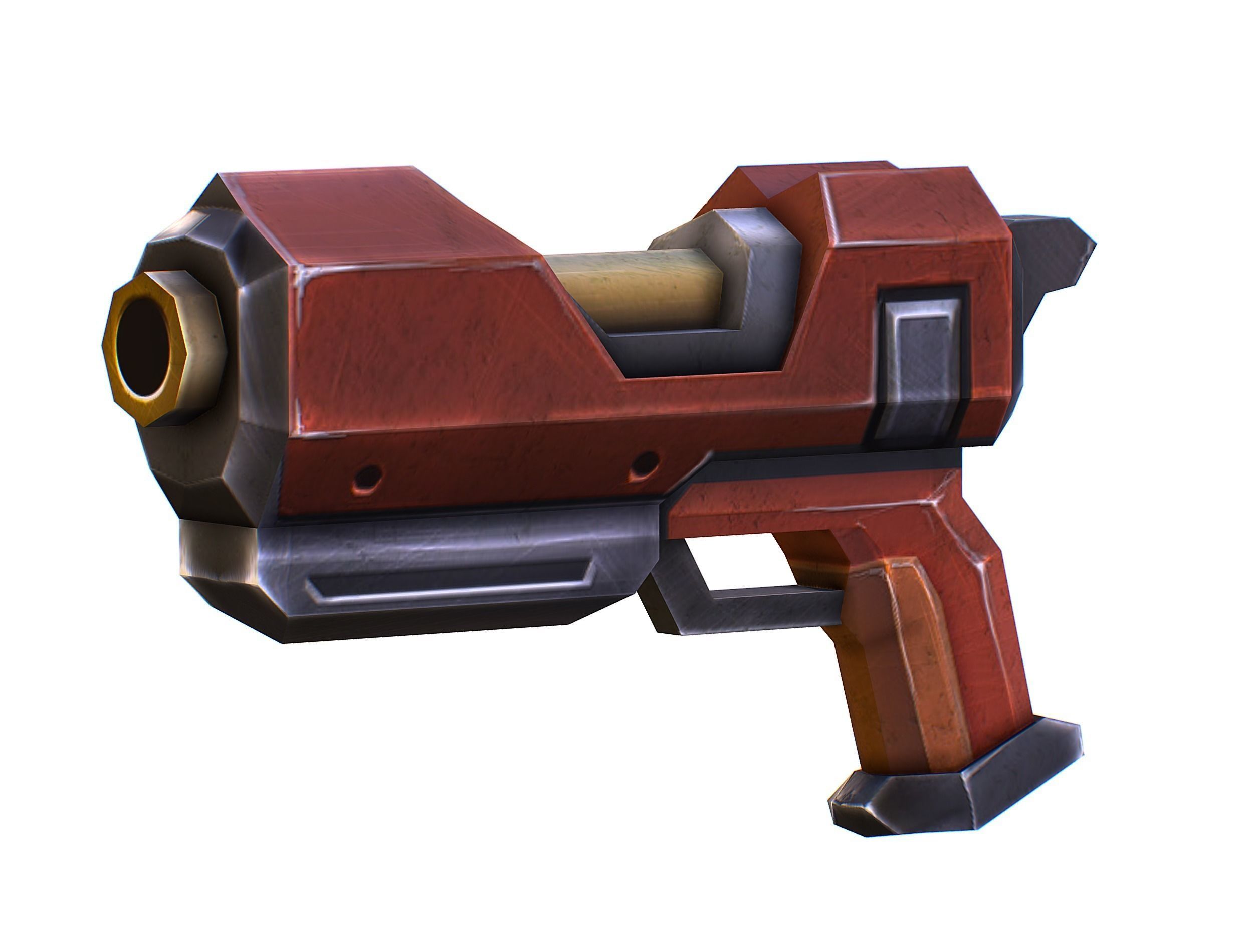 Cartoon Gun Blaster Barrel Nagan Nuff Pistol Revolver Cannon Low-poly 3D model_20