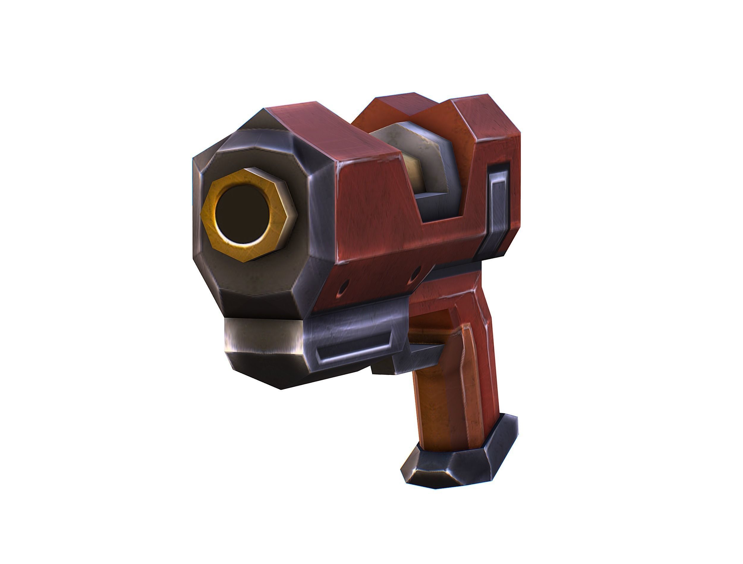 Cartoon Gun Blaster Barrel Nagan Nuff Pistol Revolver Cannon Low-poly 3D model_22