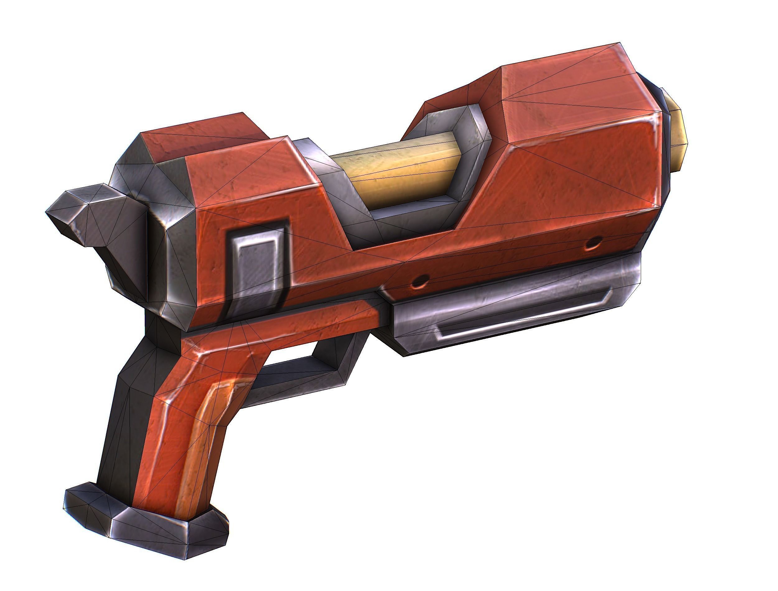 Cartoon Gun Blaster Barrel Nagan Nuff Pistol Revolver Cannon Low-poly 3D model_37