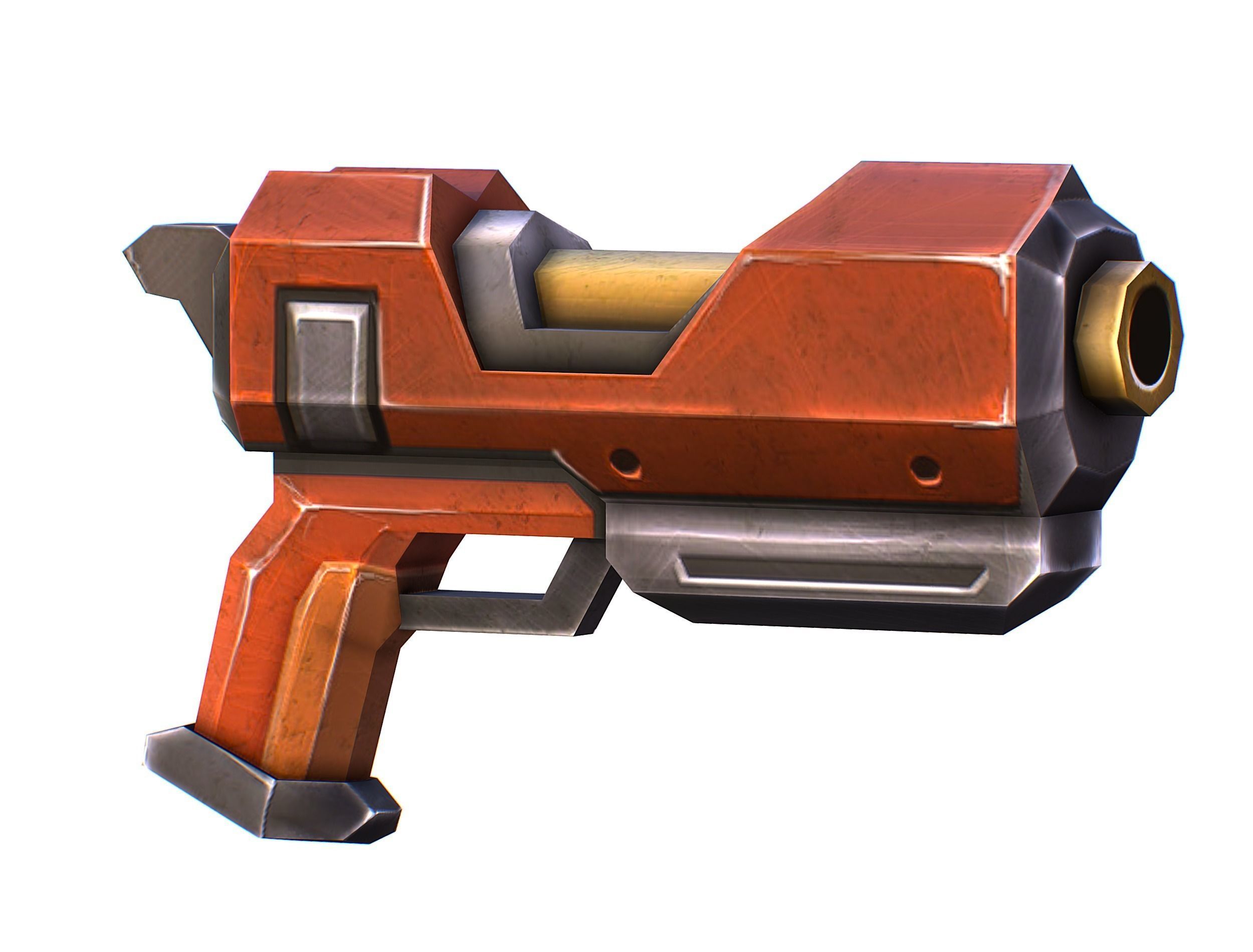 Cartoon Gun Blaster Barrel Nagan Nuff Pistol Revolver Cannon Low-poly 3D model_28