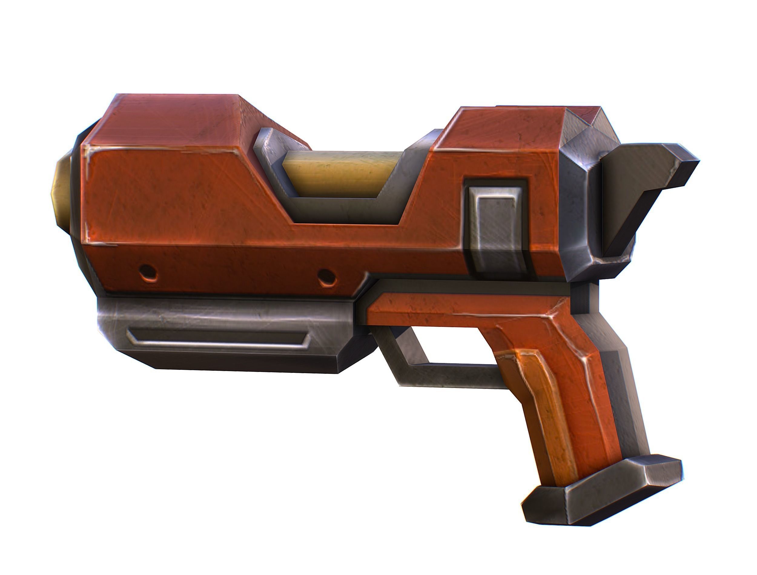 Cartoon Gun Blaster Barrel Nagan Nuff Pistol Revolver Cannon Low-poly 3D model_16